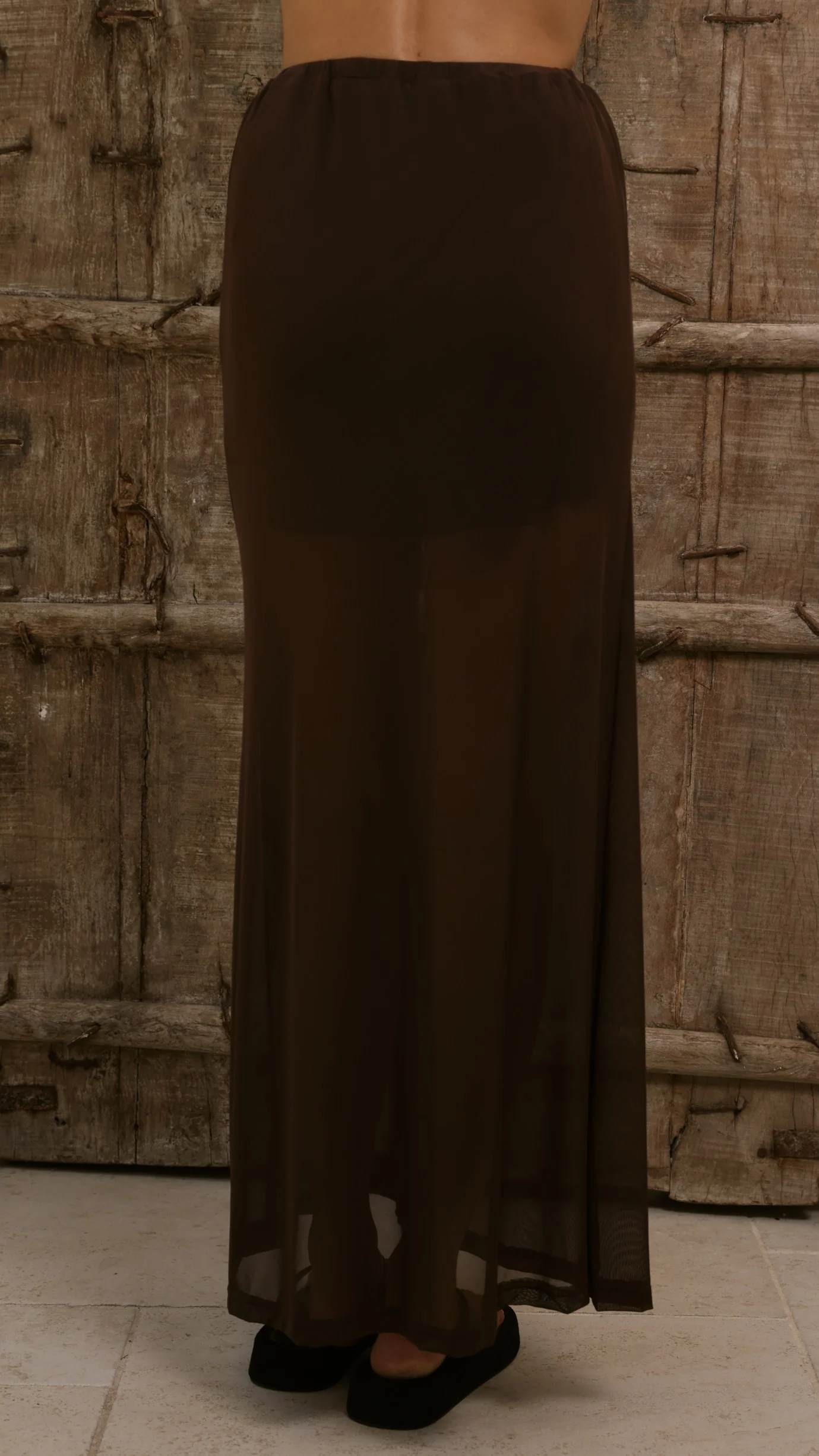 Onella Semi Sheer Maxi Skirt - Chocolate - Image 7