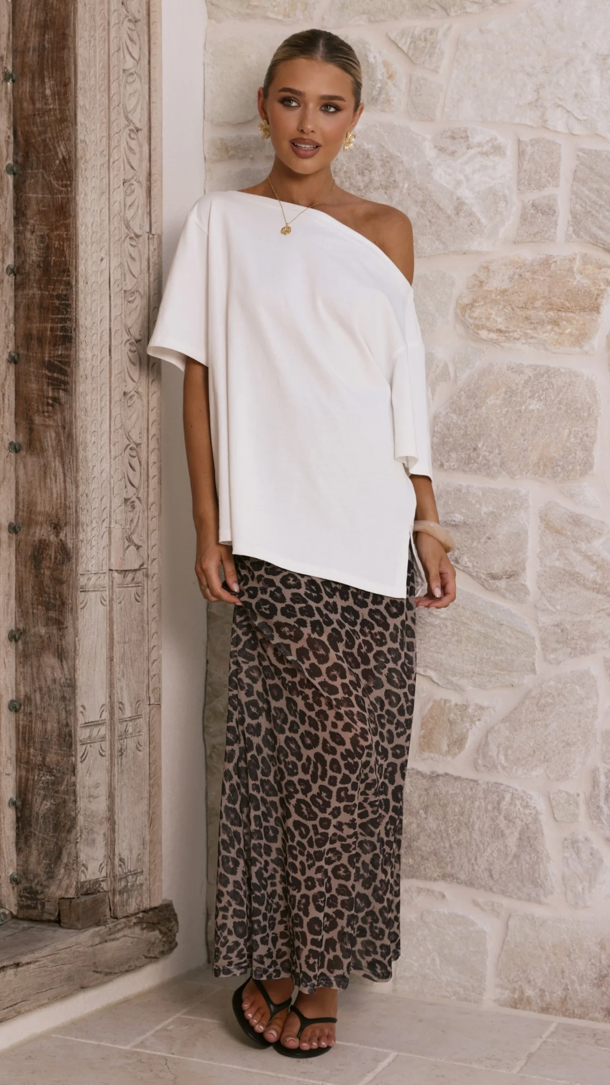 Onella Semi Sheer Maxi Skirt - Leopard Print - Image 5