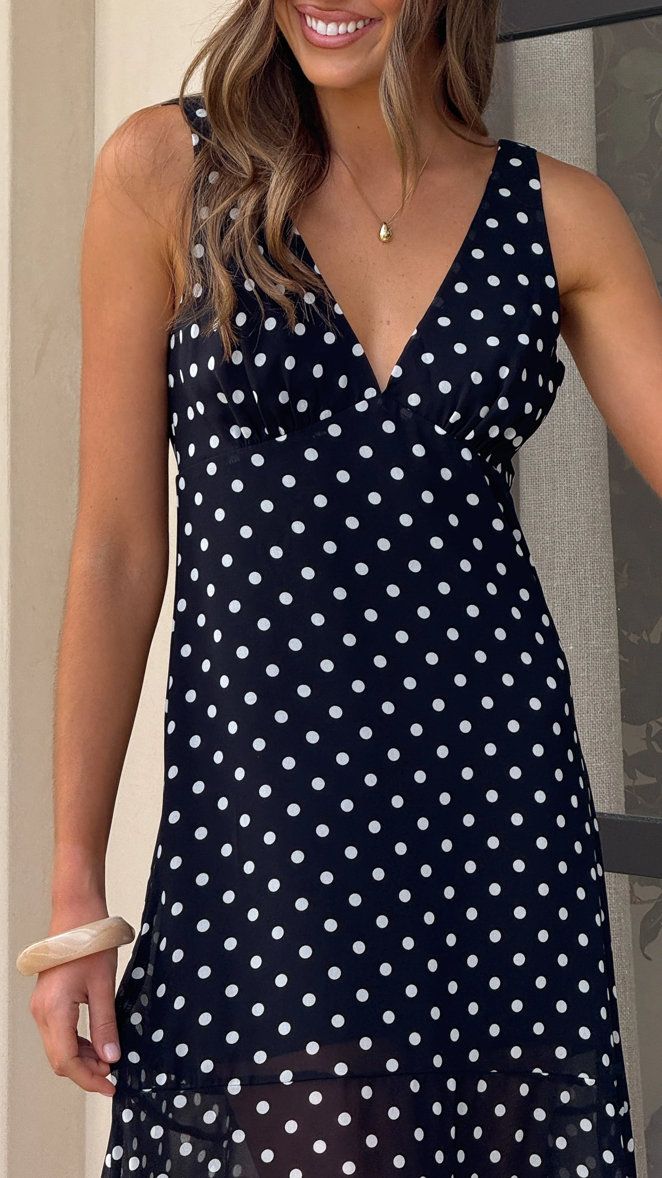 Oriella Maxi Dress - Black Polka - Image 4