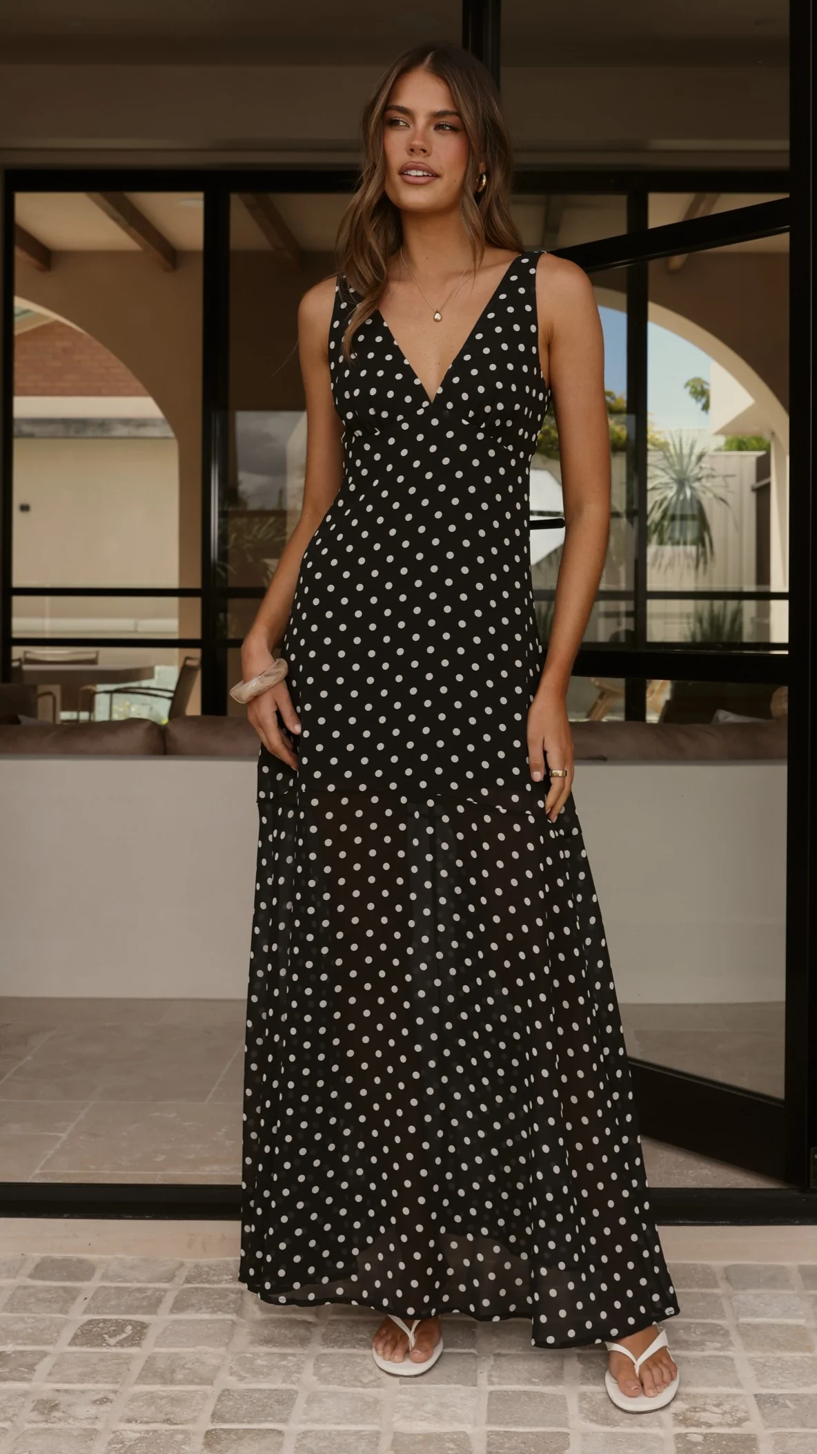Oriella Maxi Dress - Black Polka - Image 6