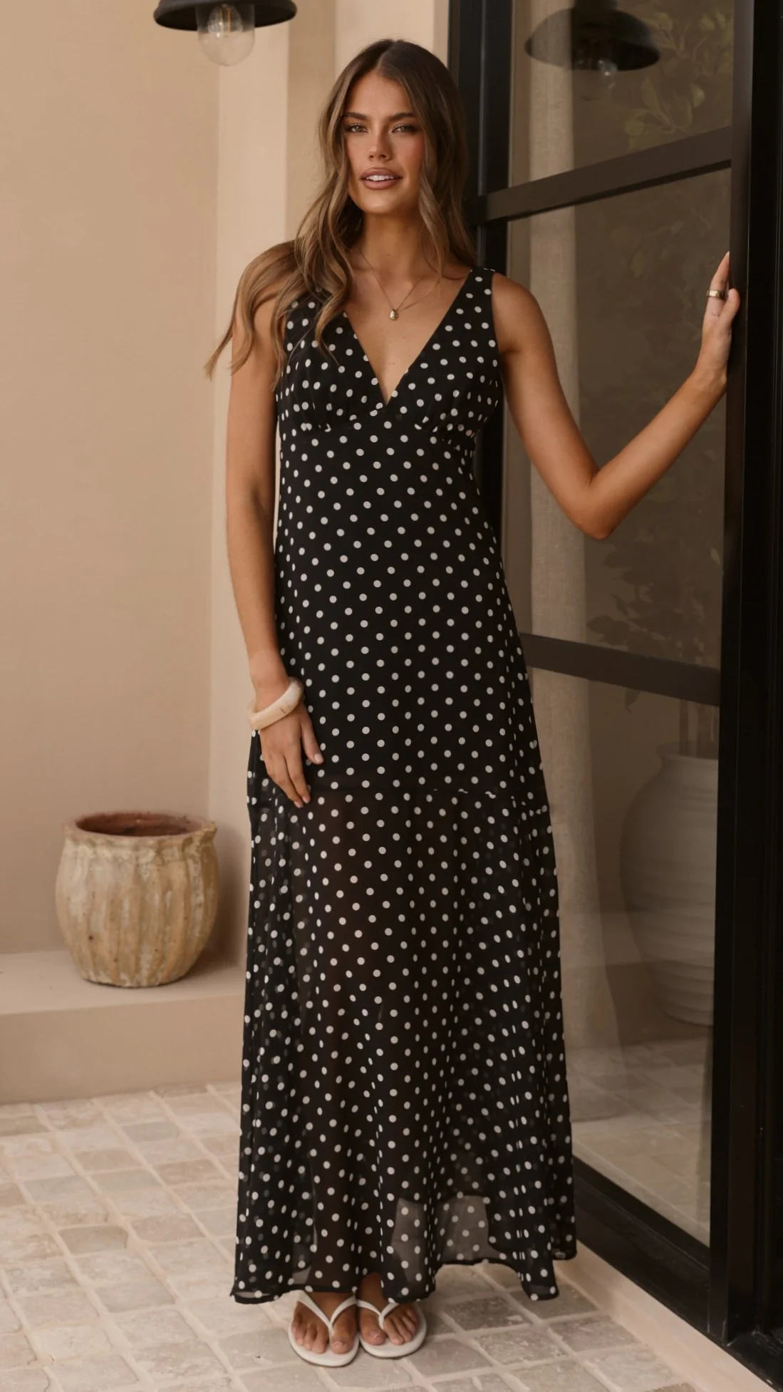 Oriella Maxi Dress - Black Polka - Image 9
