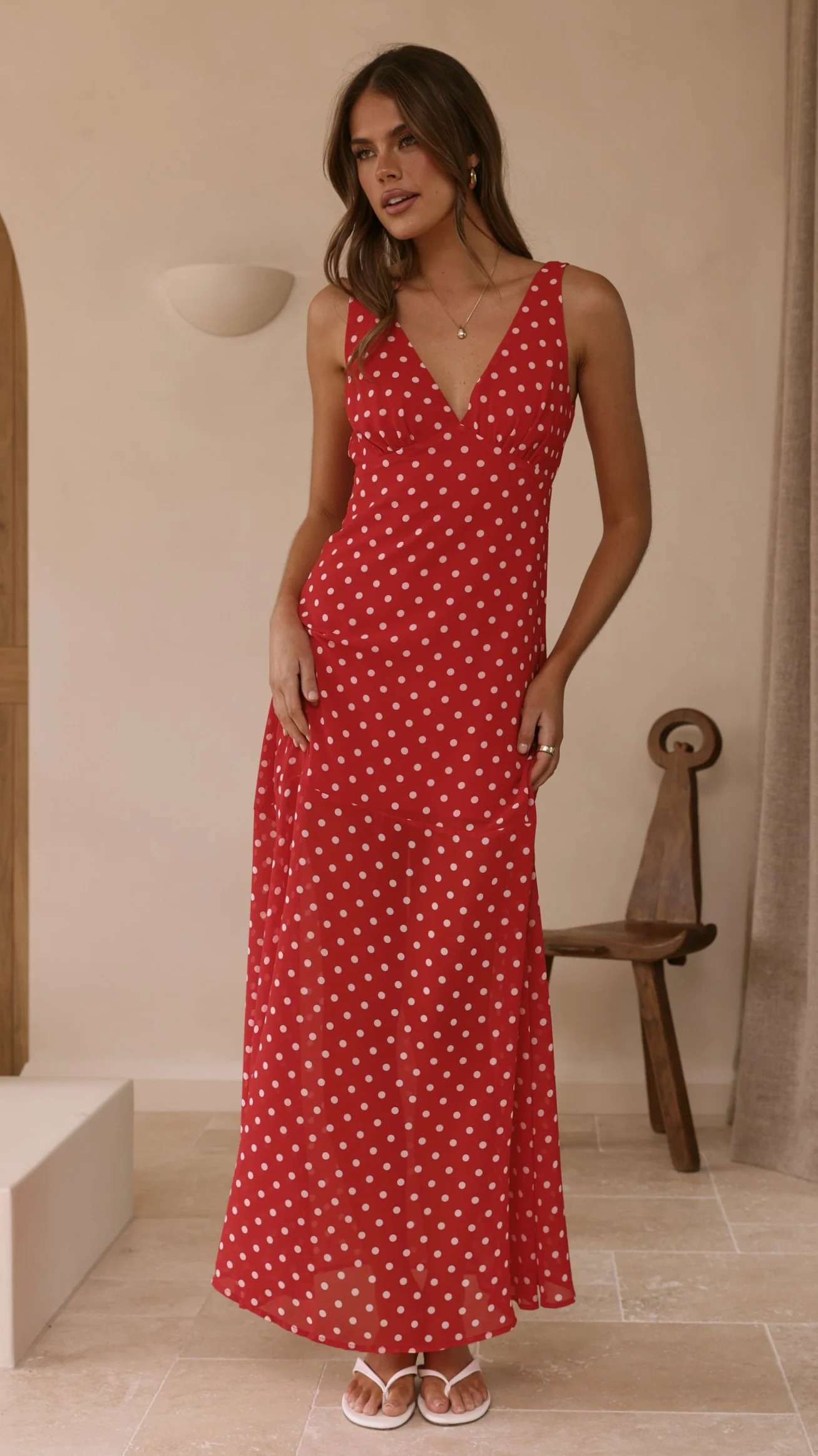 Oriella Maxi Dress - Red Polka - Image 10