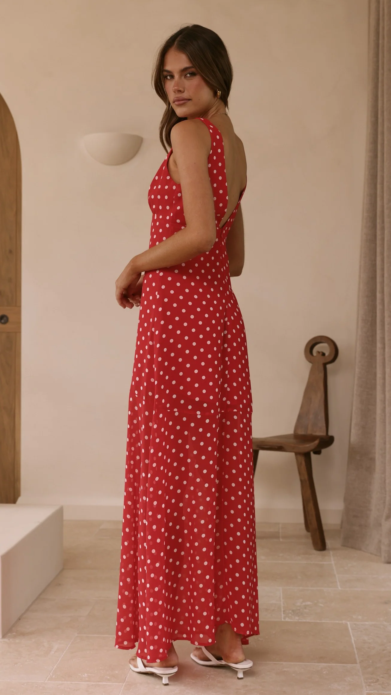 Oriella Maxi Dress - Red Polka - Image 2
