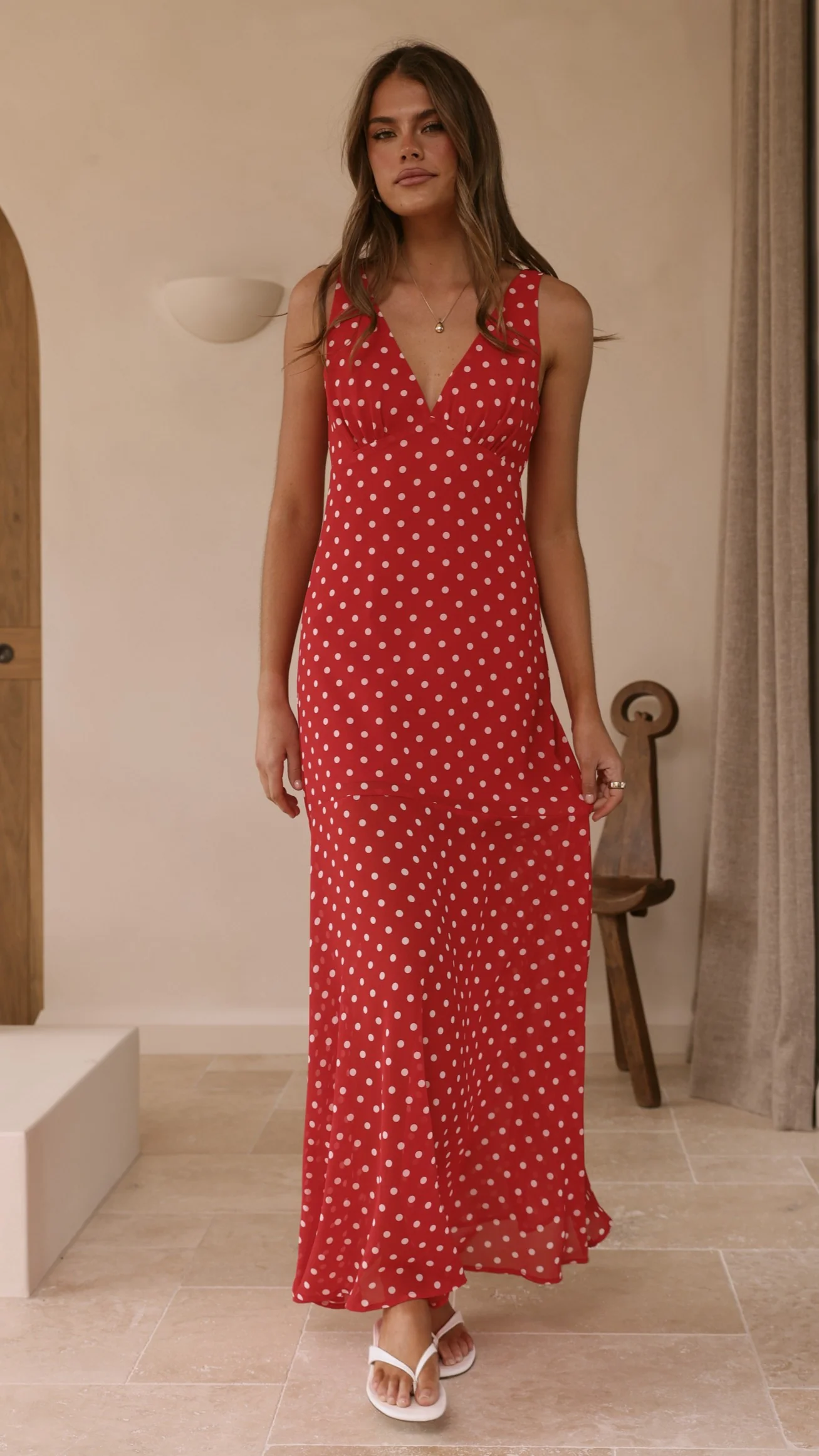 Oriella Maxi Dress - Red Polka - Image 3