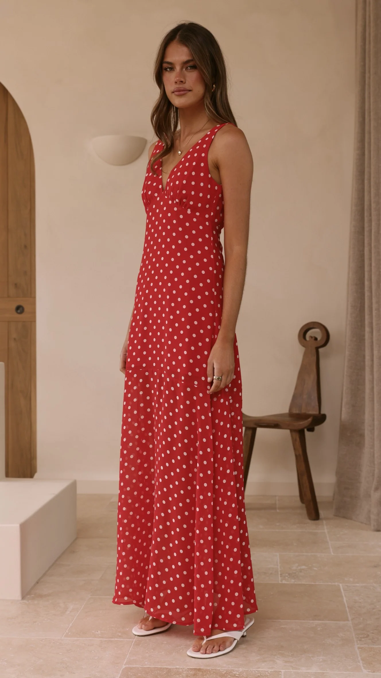 Oriella Maxi Dress - Red Polka - Image 4