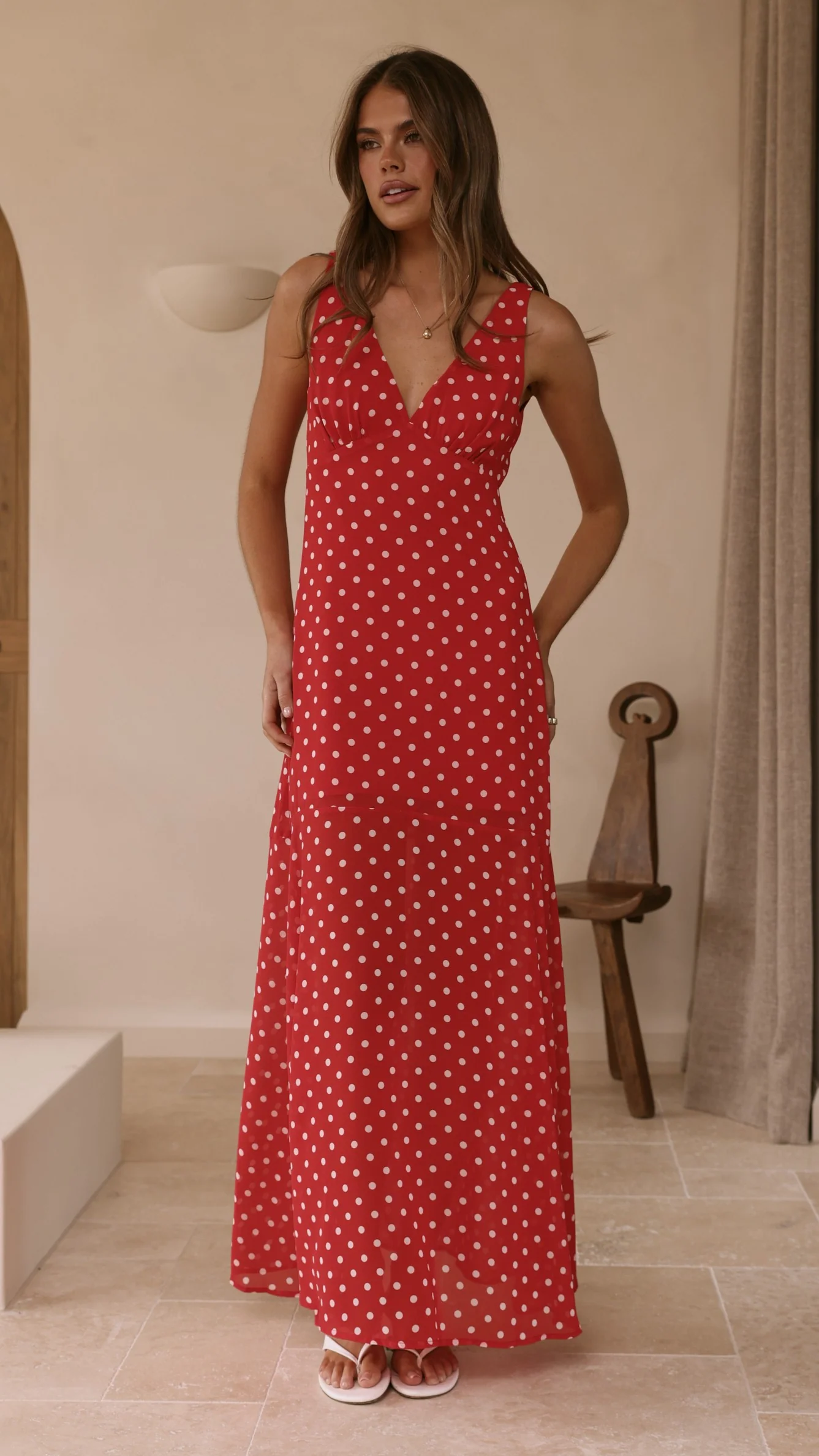 Oriella Maxi Dress - Red Polka - Image 6