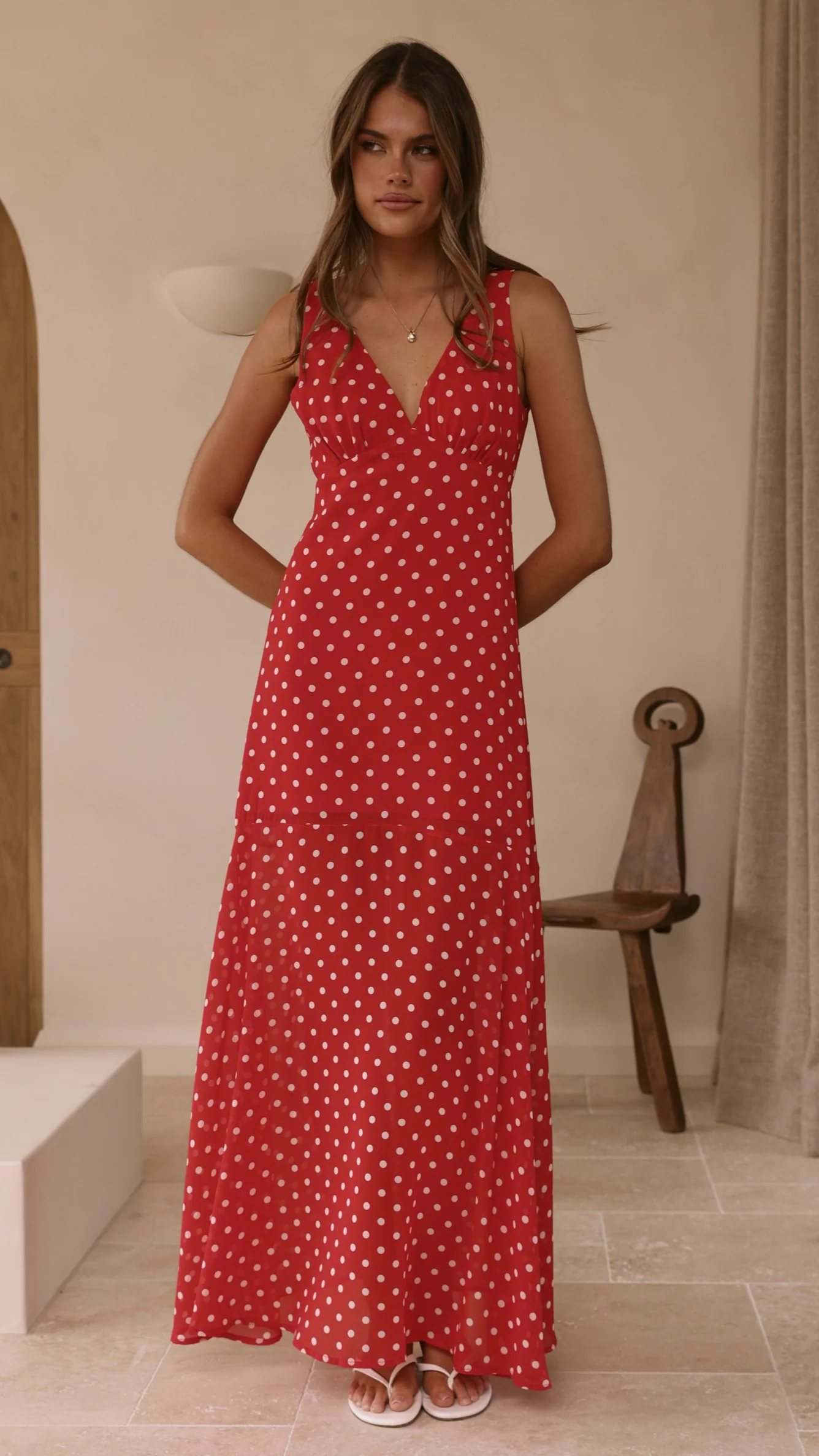 Oriella Maxi Dress - Red Polka - Image 8