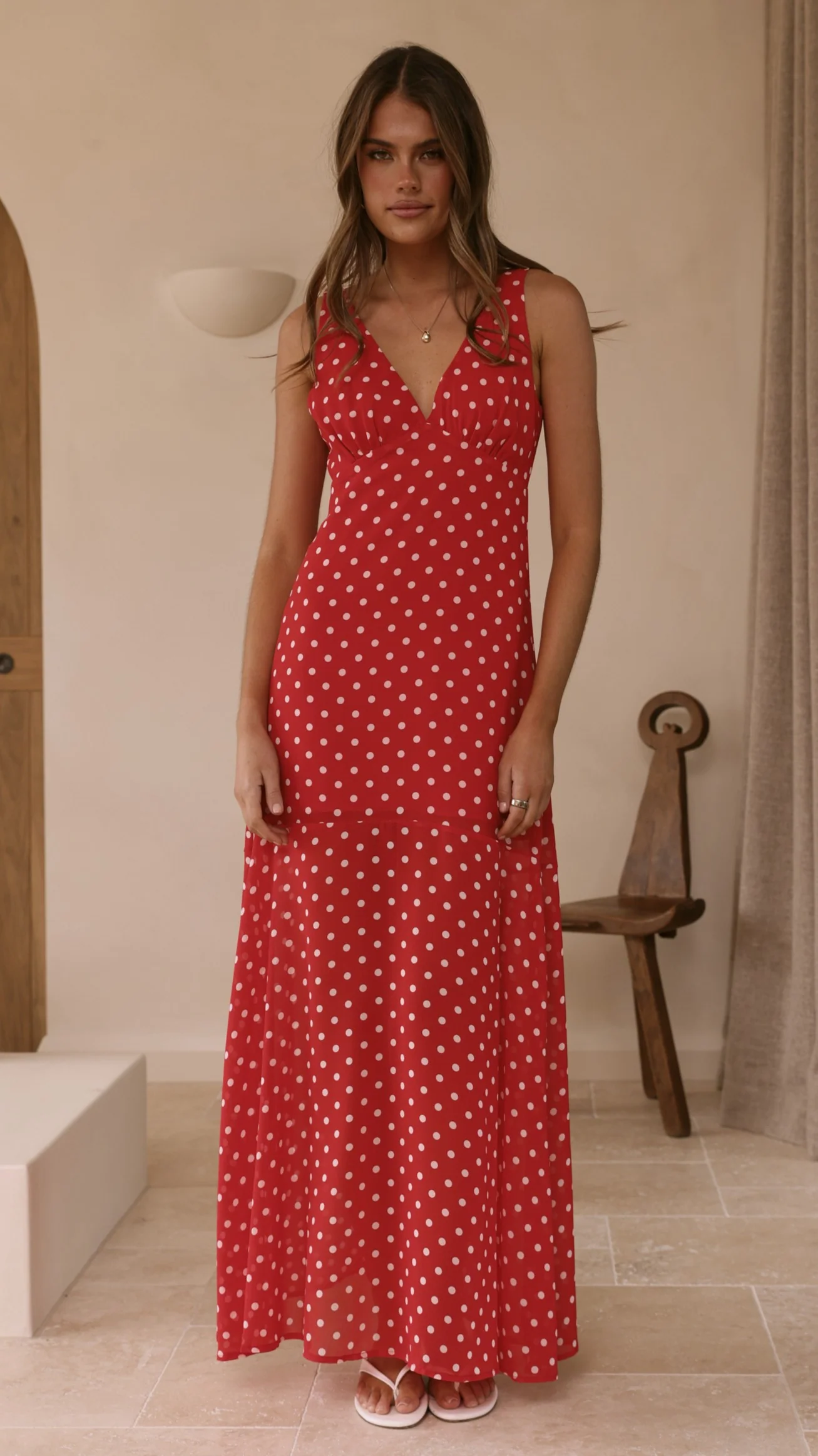 Oriella Maxi Dress - Red Polka - Image 9