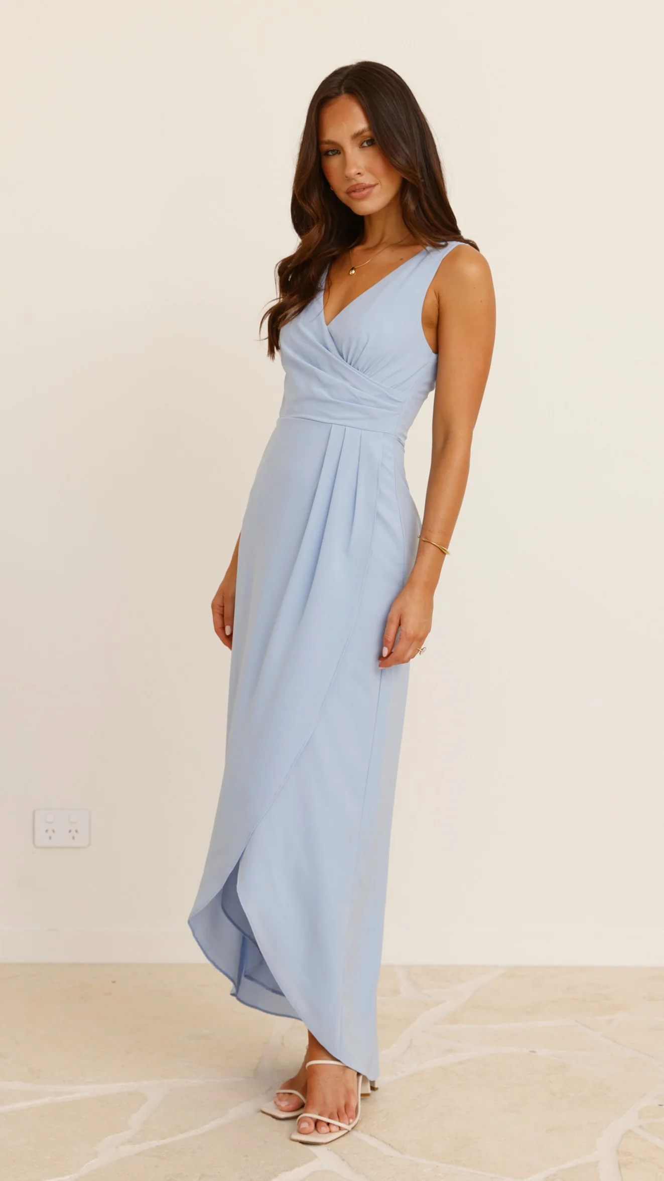Pamela V Neck Maxi Dress - Blue - Image 3