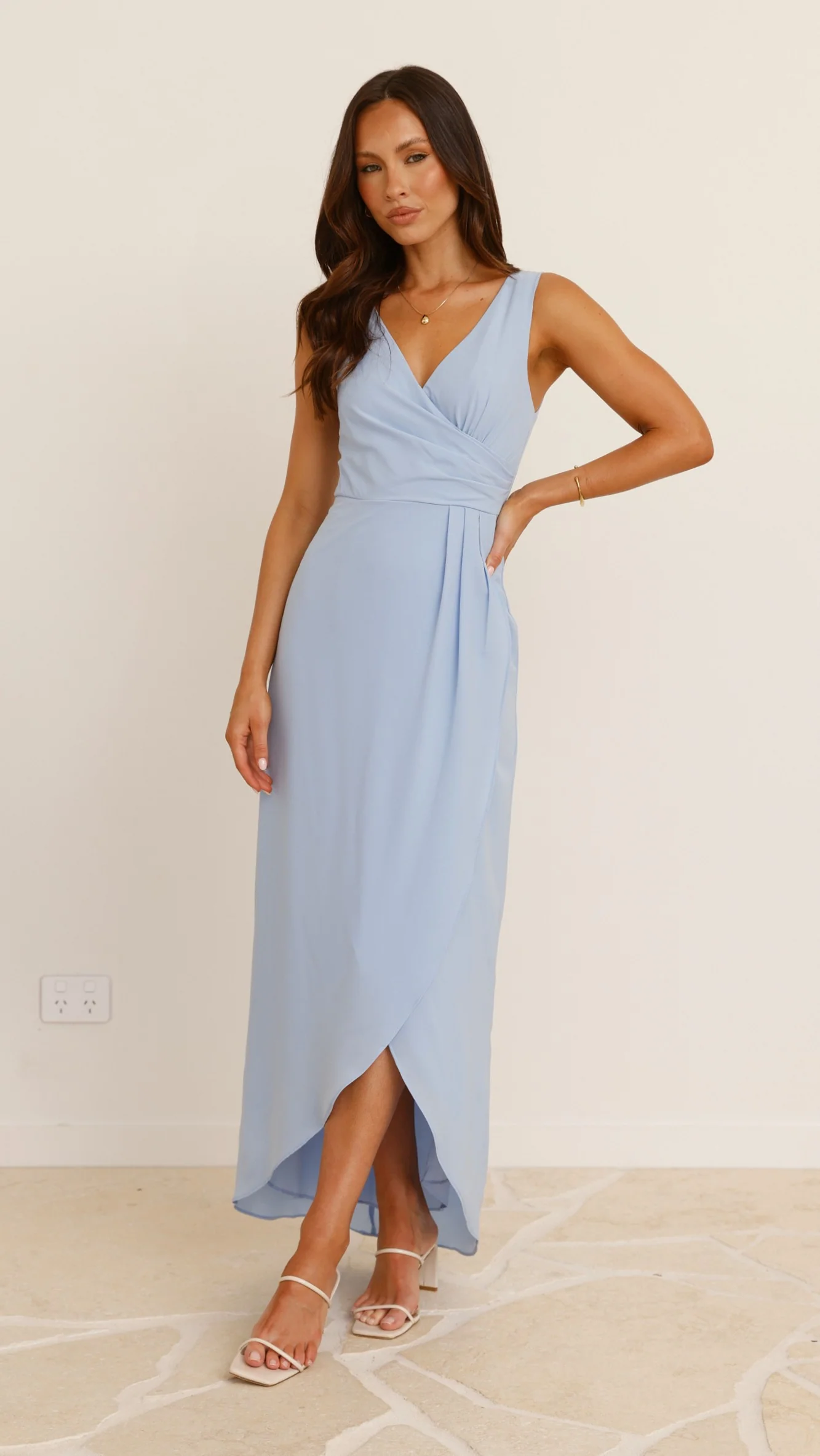 Pamela V Neck Maxi Dress - Blue - Image 5