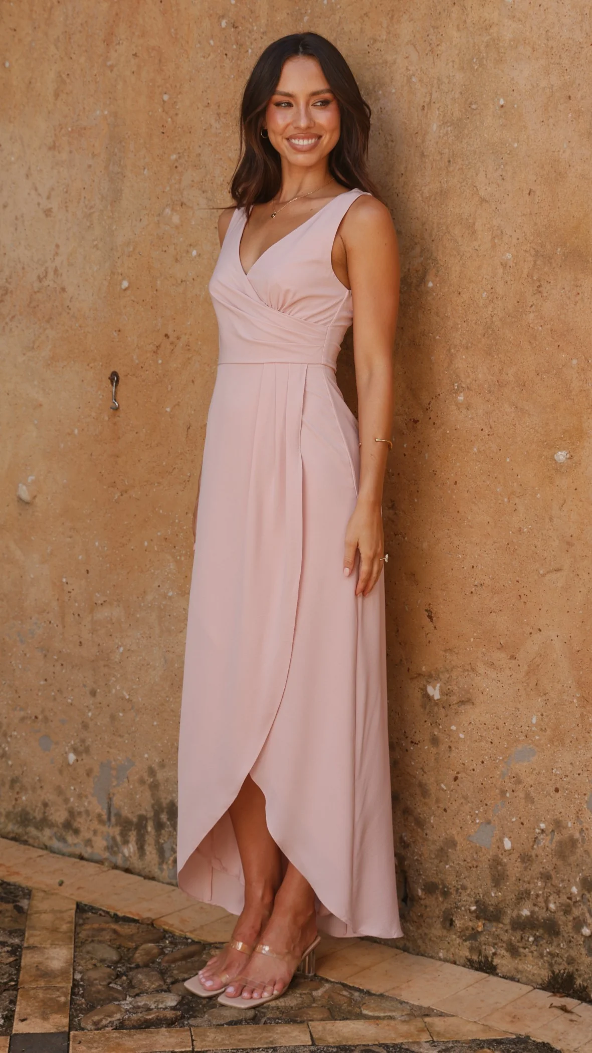 Pamela V Neck Maxi Dress - Dusty Pink - Image 8