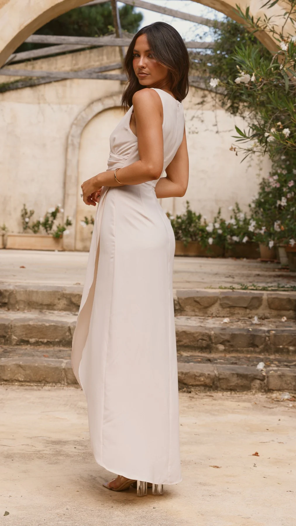 Pamela V Neck Maxi Dress - Ivory - Image 2