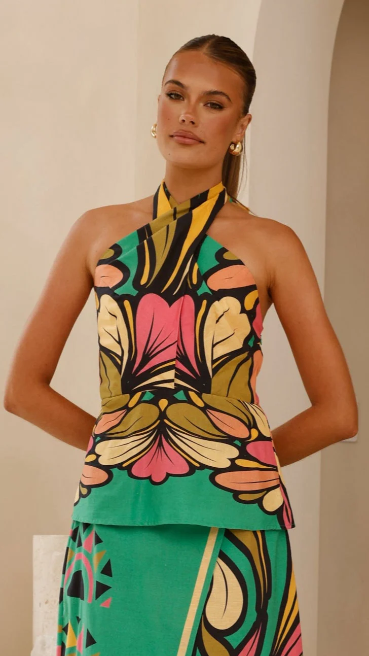 Portugal Twist Halter Top - Apple - Image 4