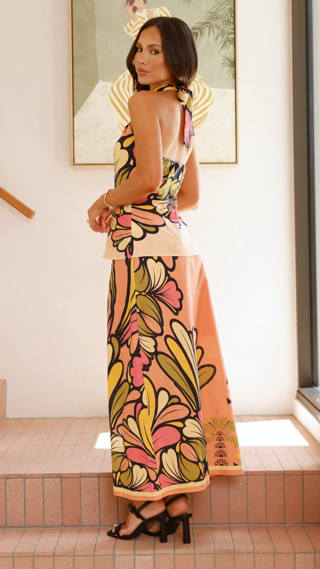 Portugal Twist Halter Top - Melon - Image 2