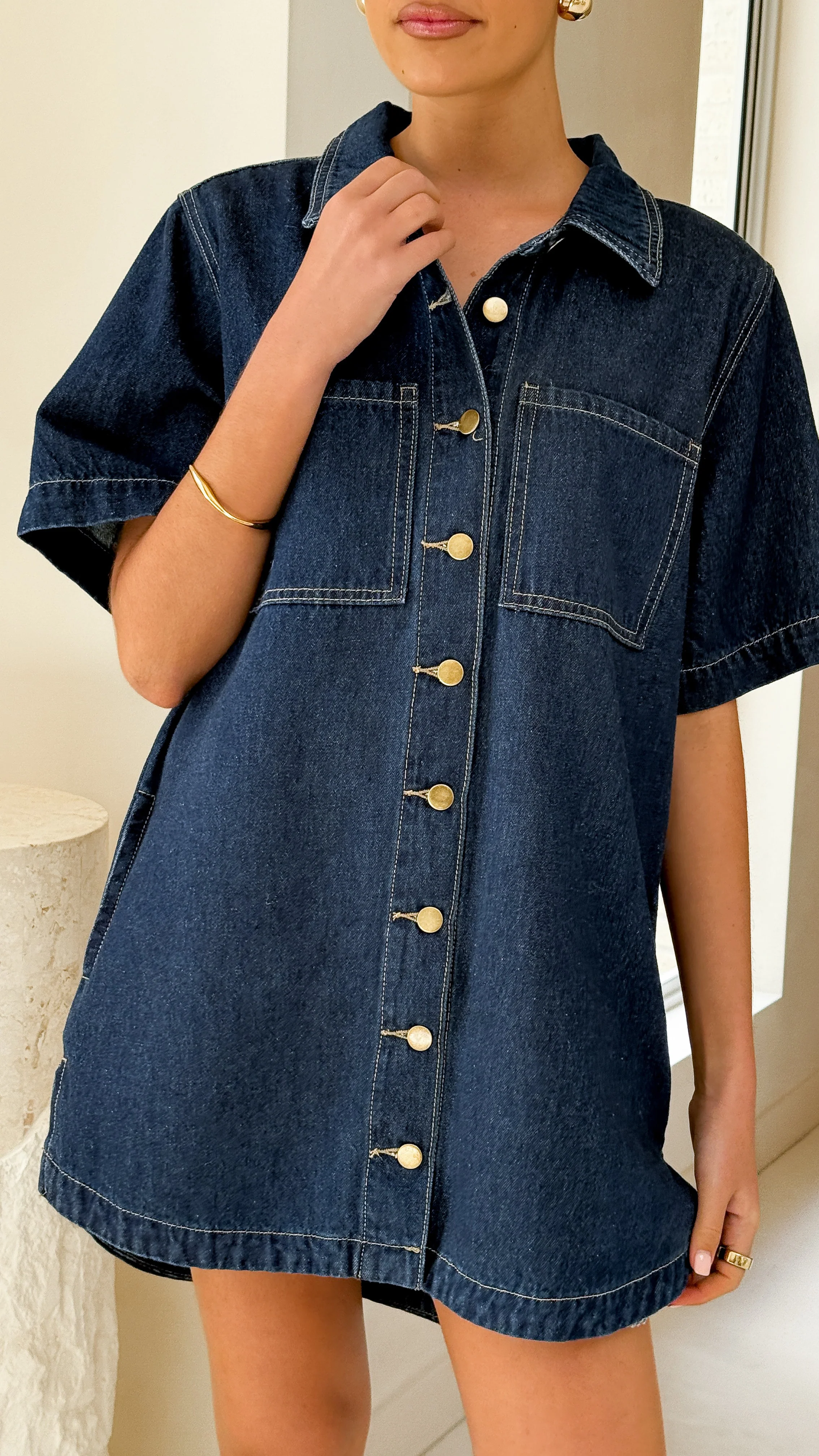 Rayna Denim Mini Dress - Indigo - Image 10