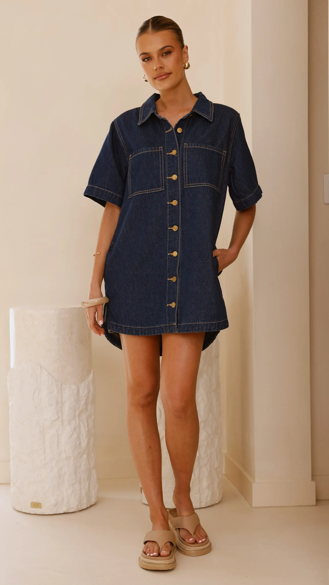 Rayna Denim Mini Dress - Indigo - Image 5