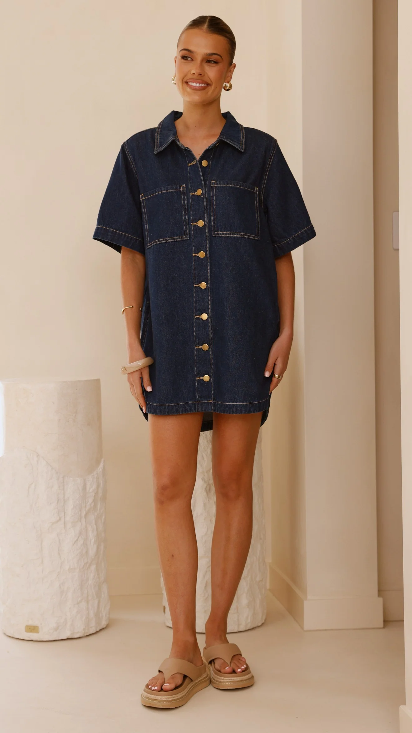 Rayna Denim Mini Dress - Indigo - Image 6