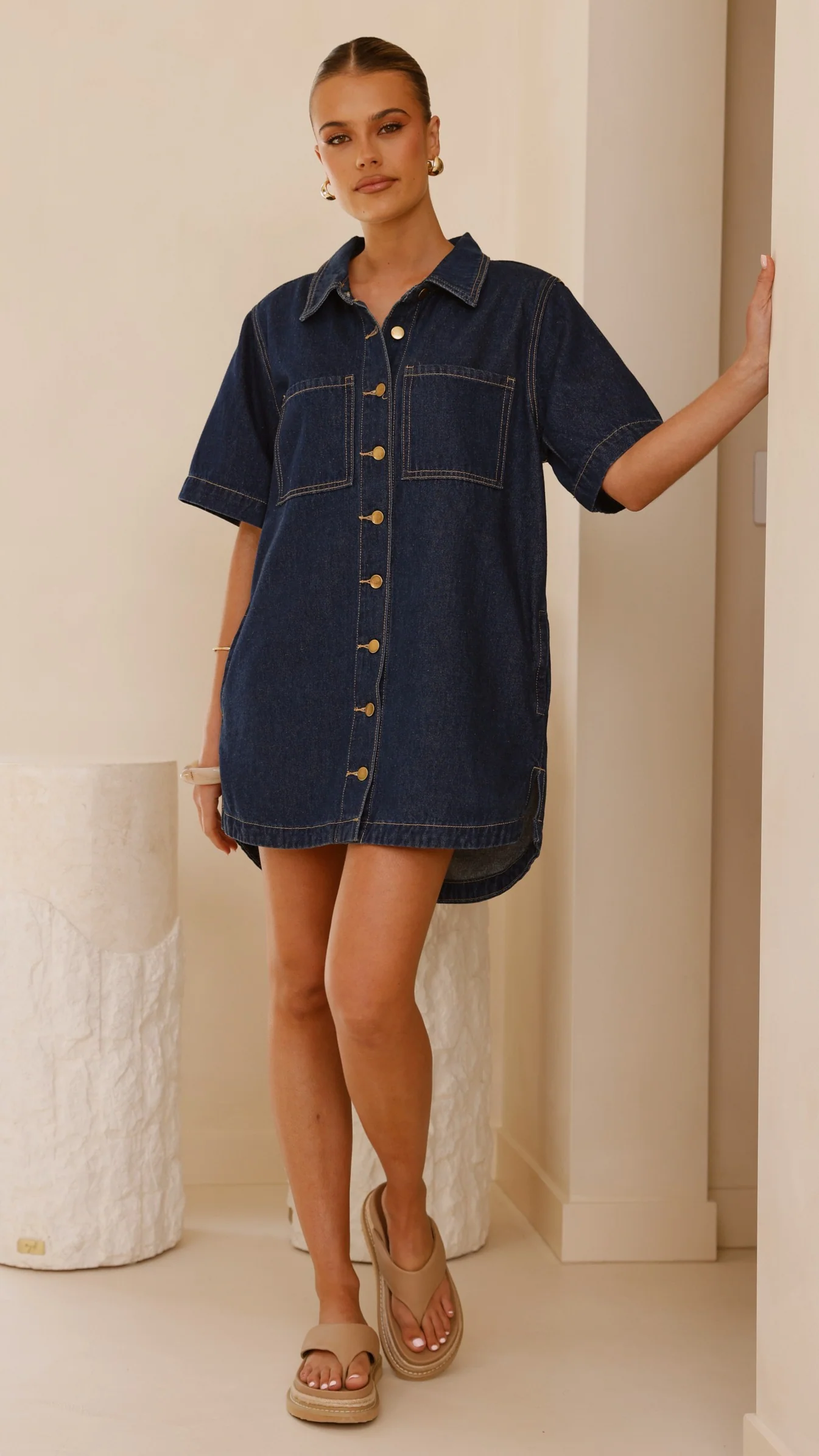 Rayna Denim Mini Dress - Indigo - Image 7
