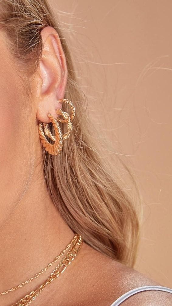 Reta Triple Pack Earrings - Gold - Image 4