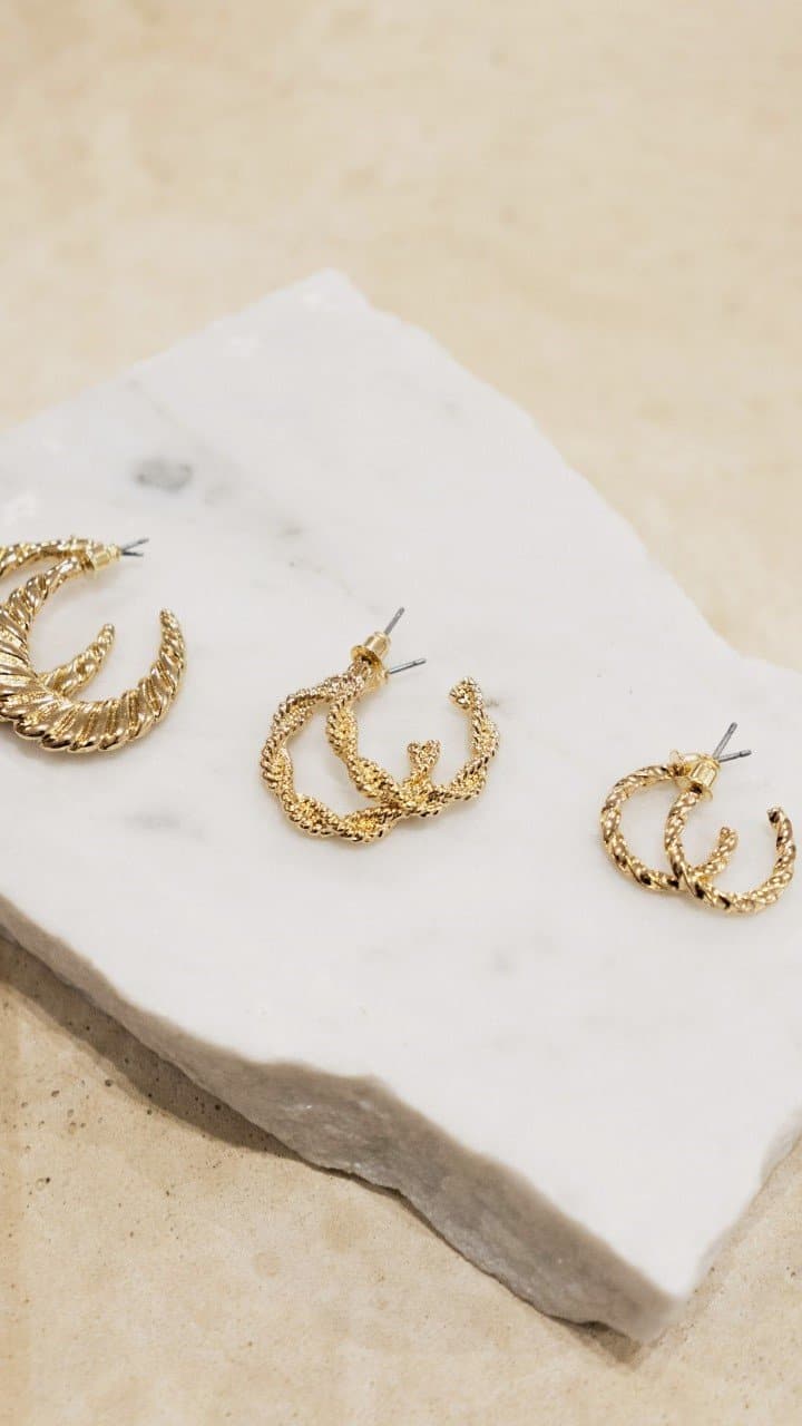 Reta Triple Pack Earrings - Gold - Image 5