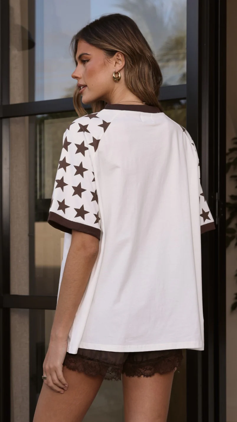 Ride Or Die Oversized T-Shirt - White/Brown - Image 2