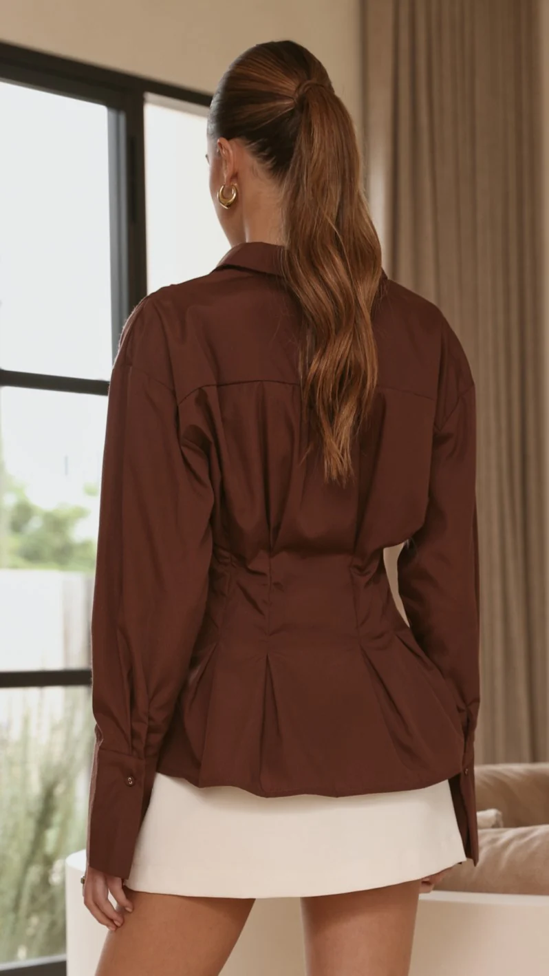 Riley Long Sleeve Top - Brown - Image 2