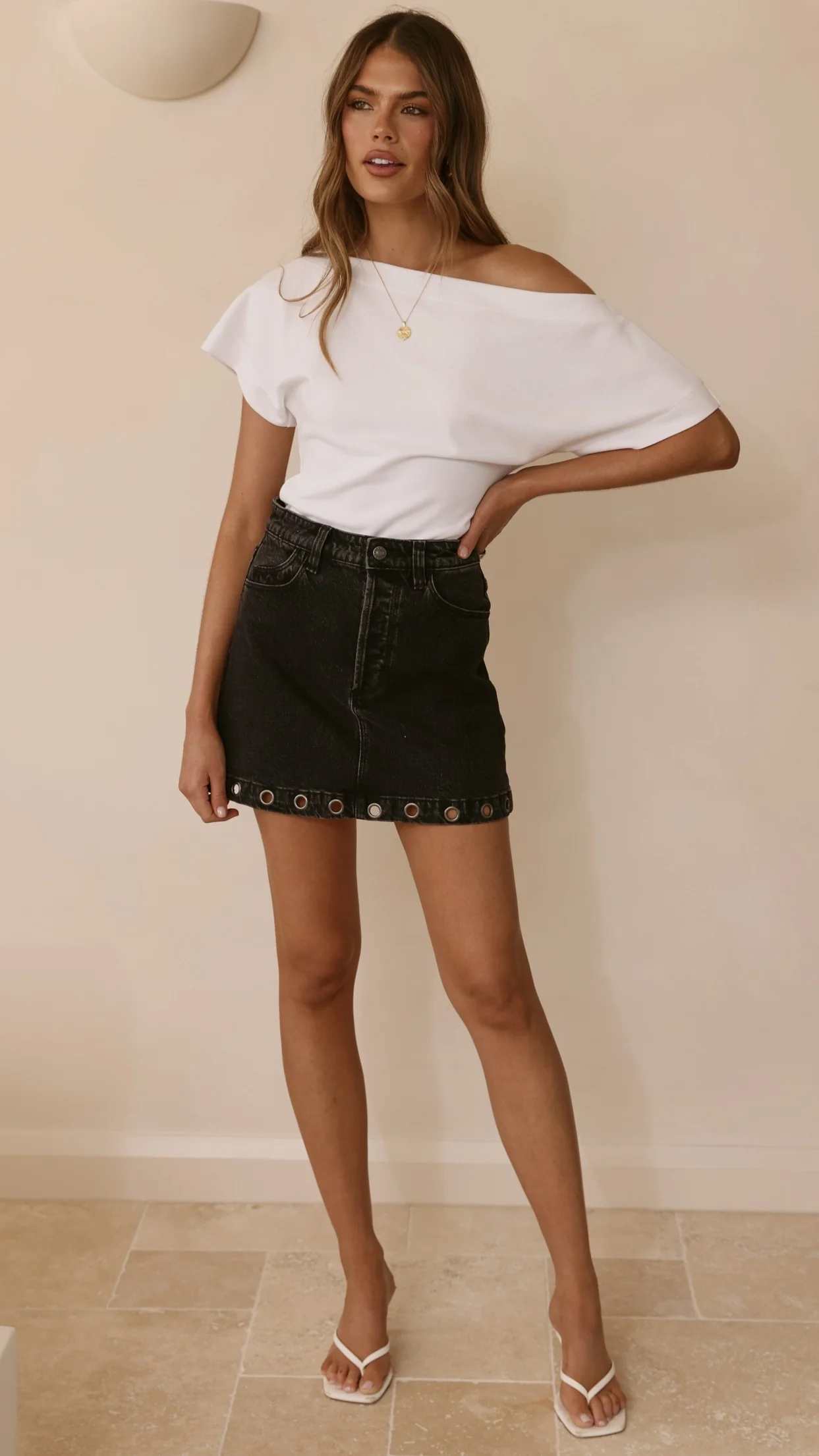 Rollas High Line Mini Skirt - Black Sand Eyelet - Image 12