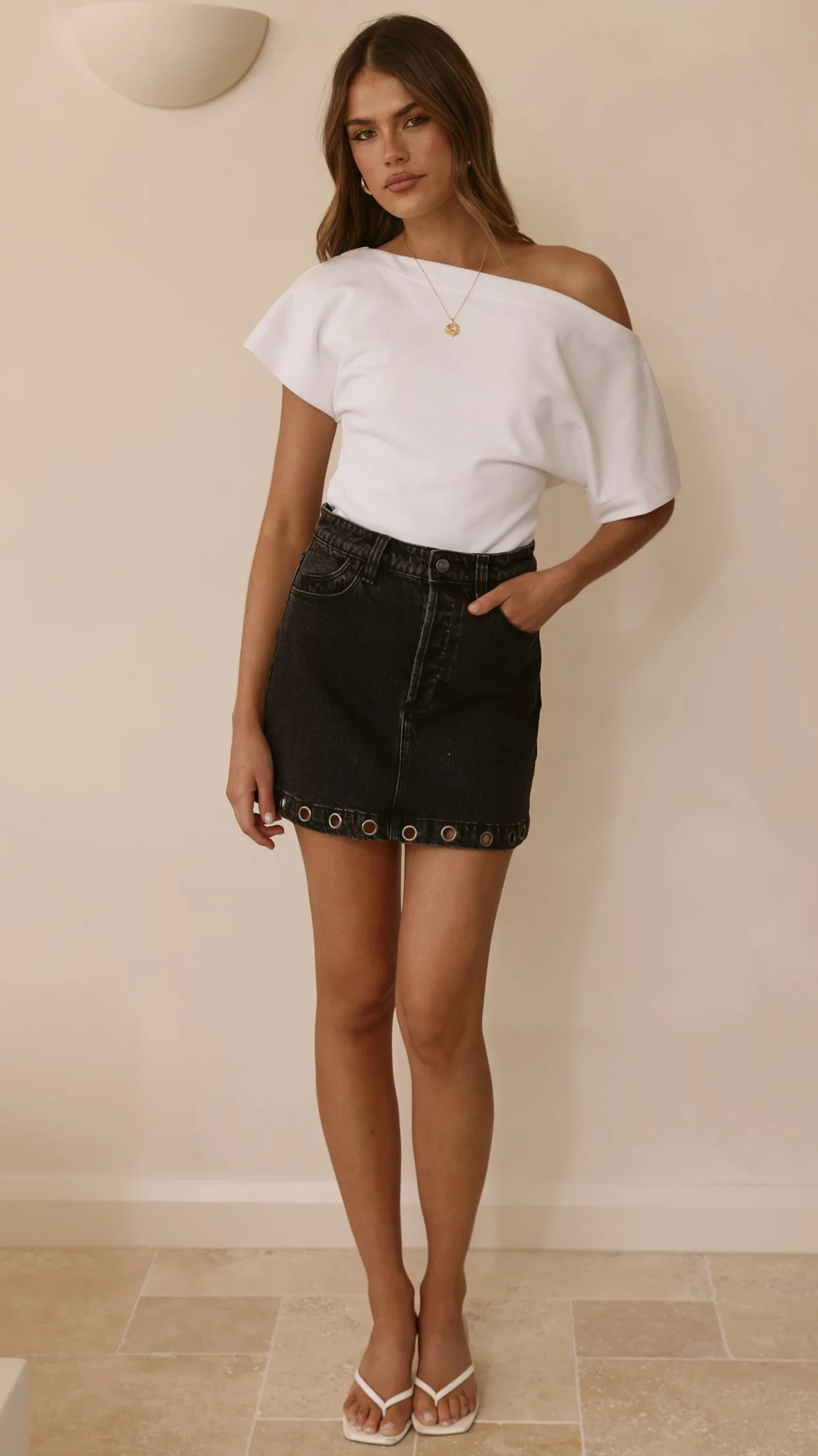 Rollas High Line Mini Skirt - Black Sand Eyelet - Image 16