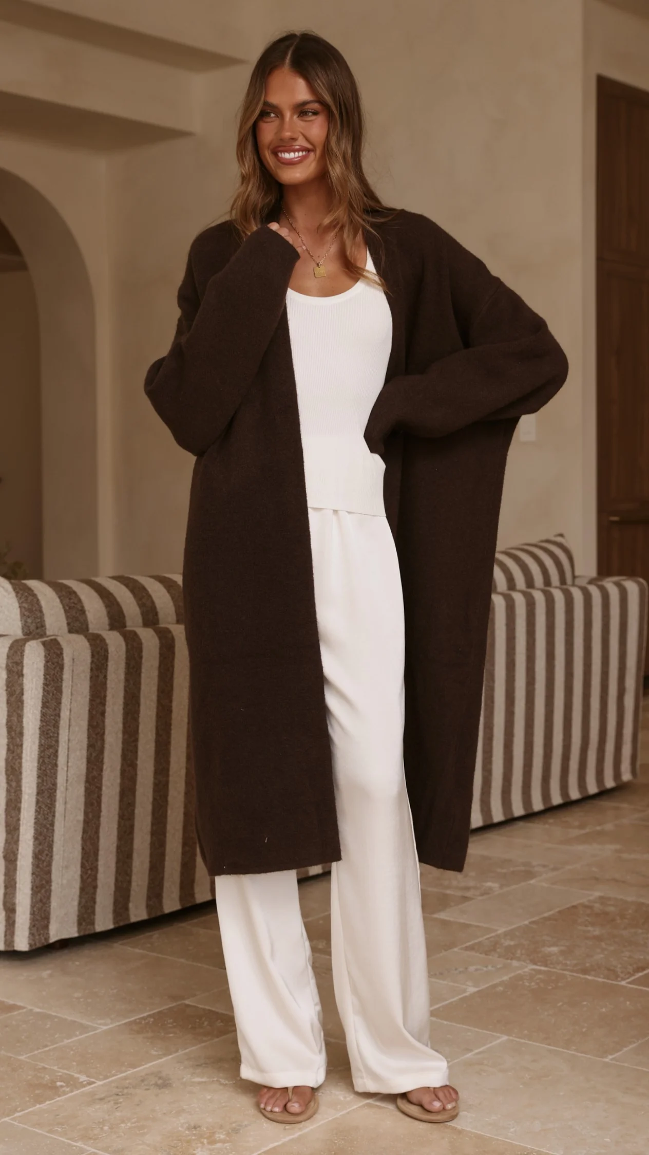 Romy Longline Cardigan - Chocolate - Image 6