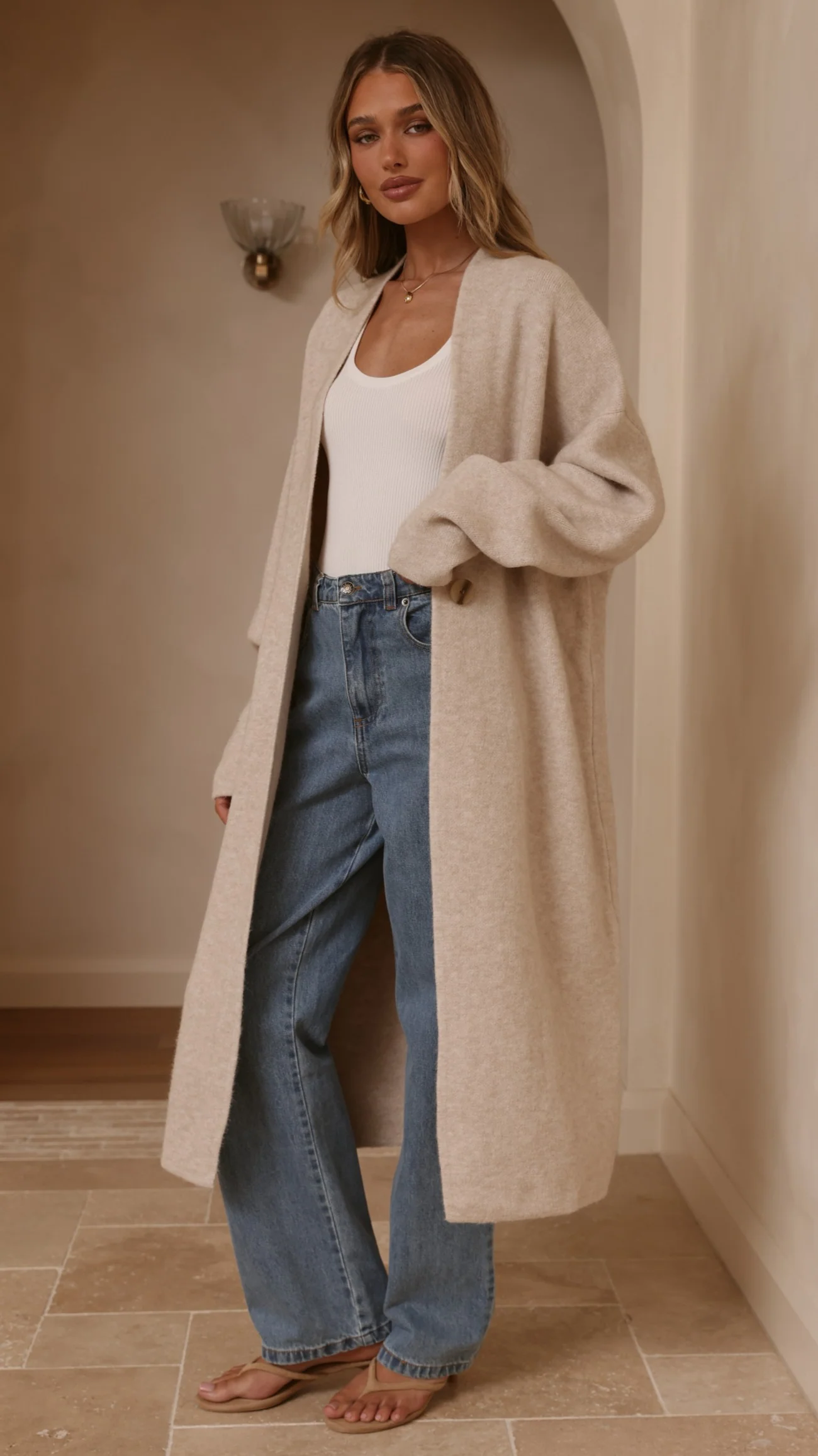 Romy Longline Cardigan - Oat - Image 8