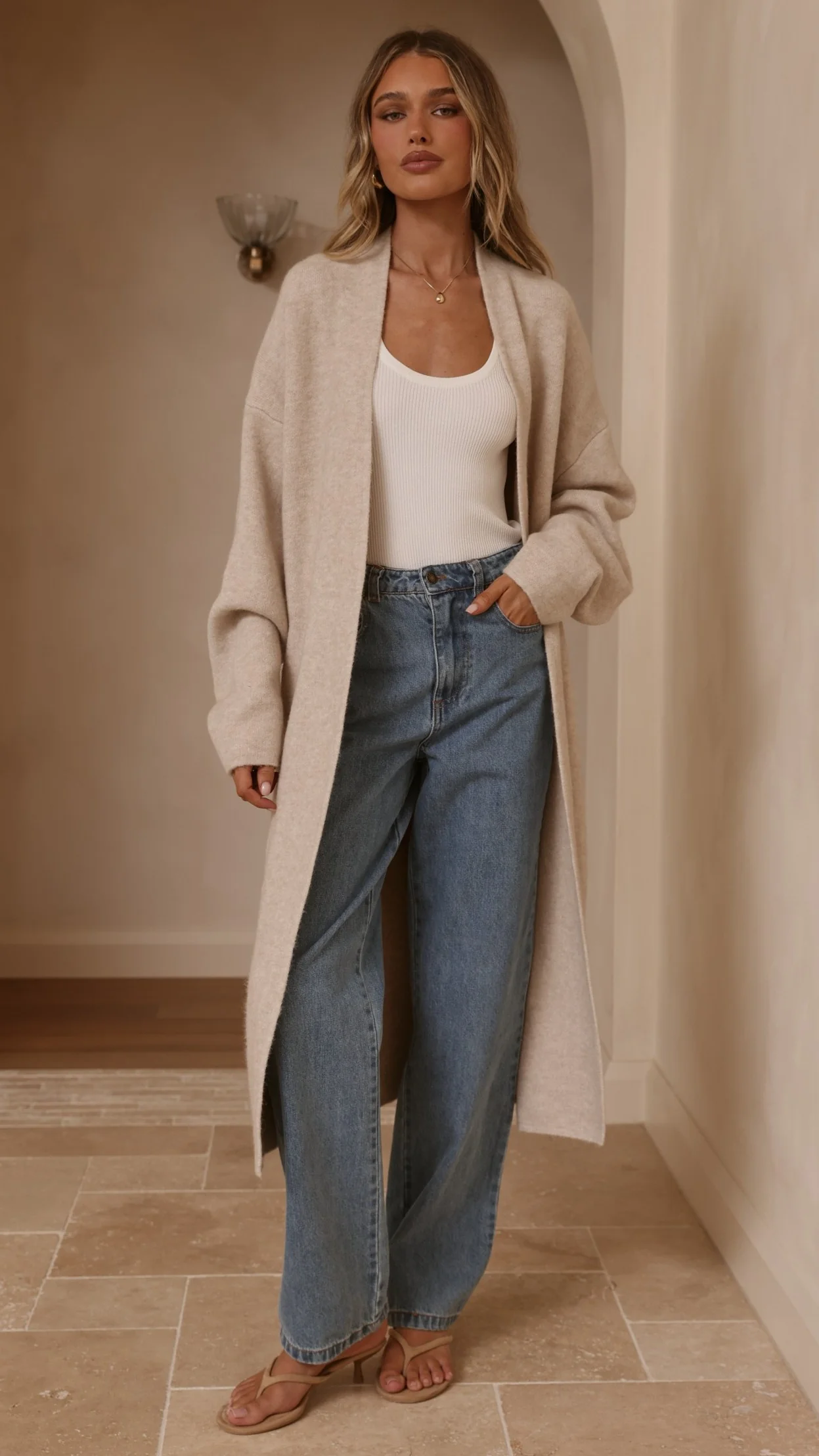 Romy Longline Cardigan - Oat - Image 9