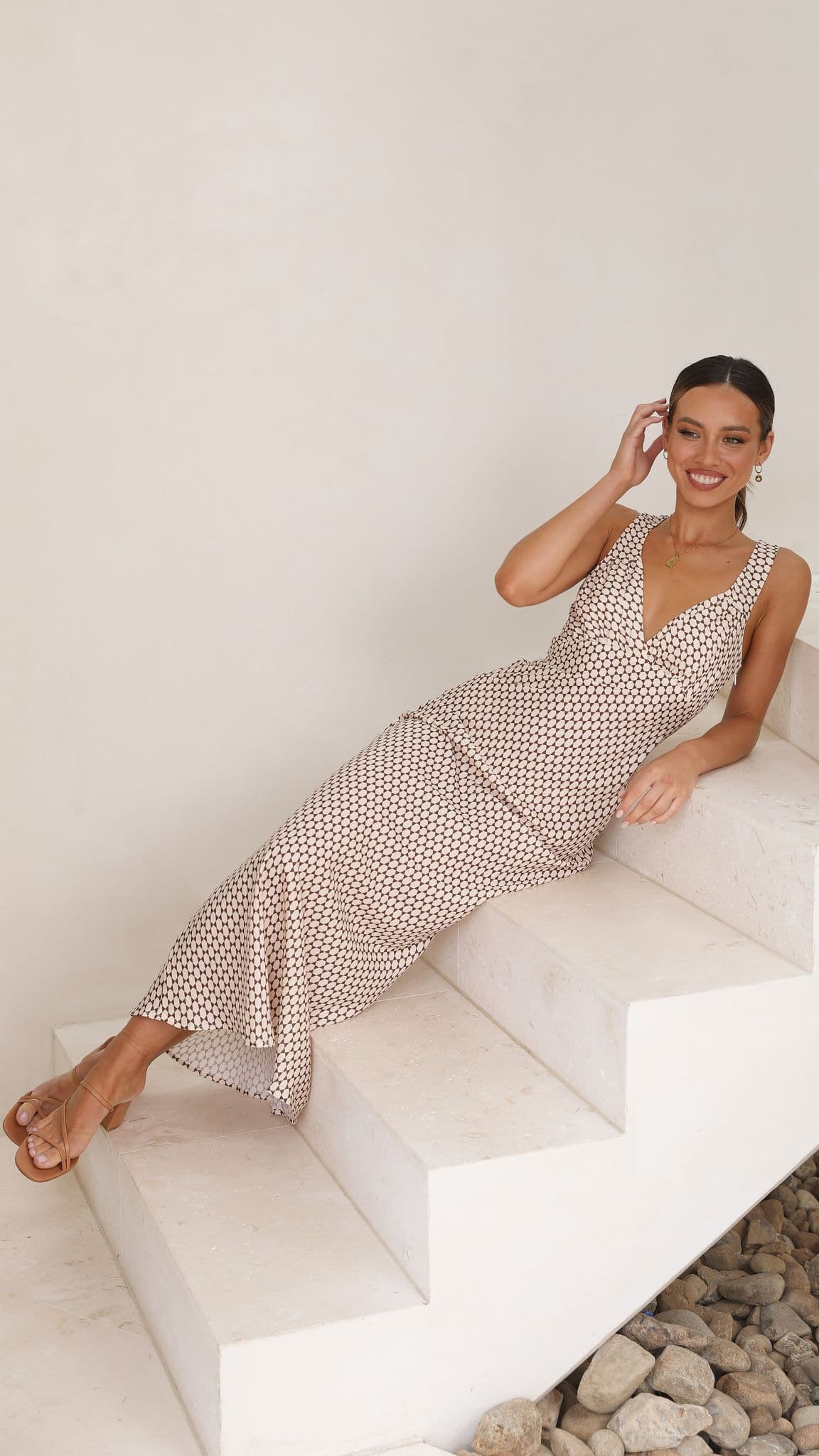 Rubie Maxi Dress - Brown Geo - Image 6