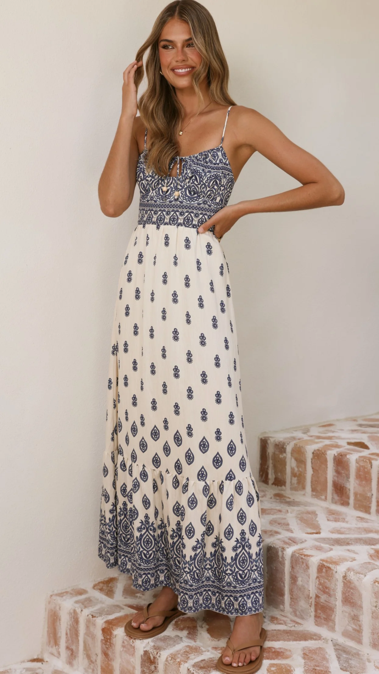 Sable Maxi Dress - Blue/White - Image 4