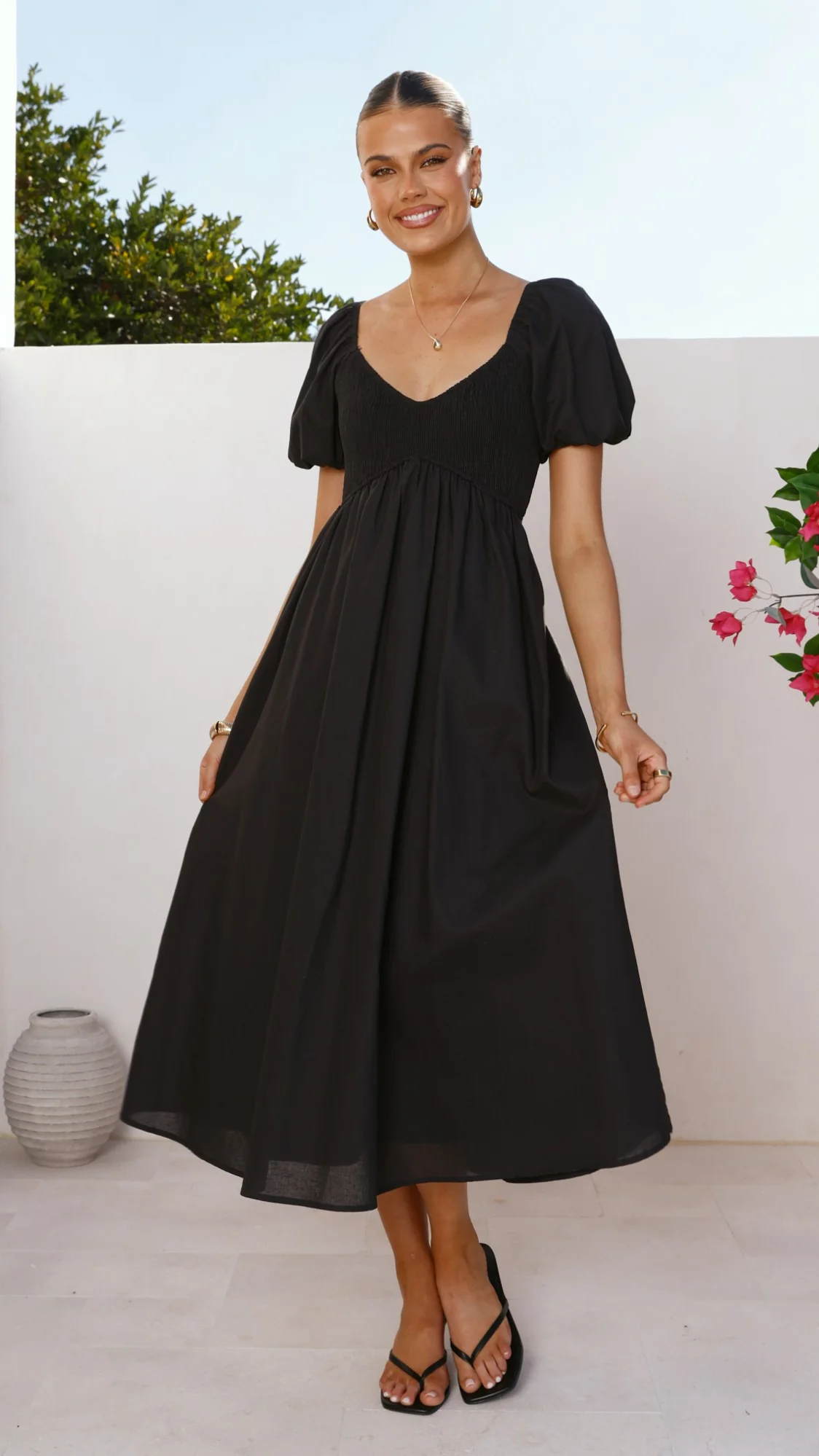 Sahirah Midi Dress - Black - Image 3