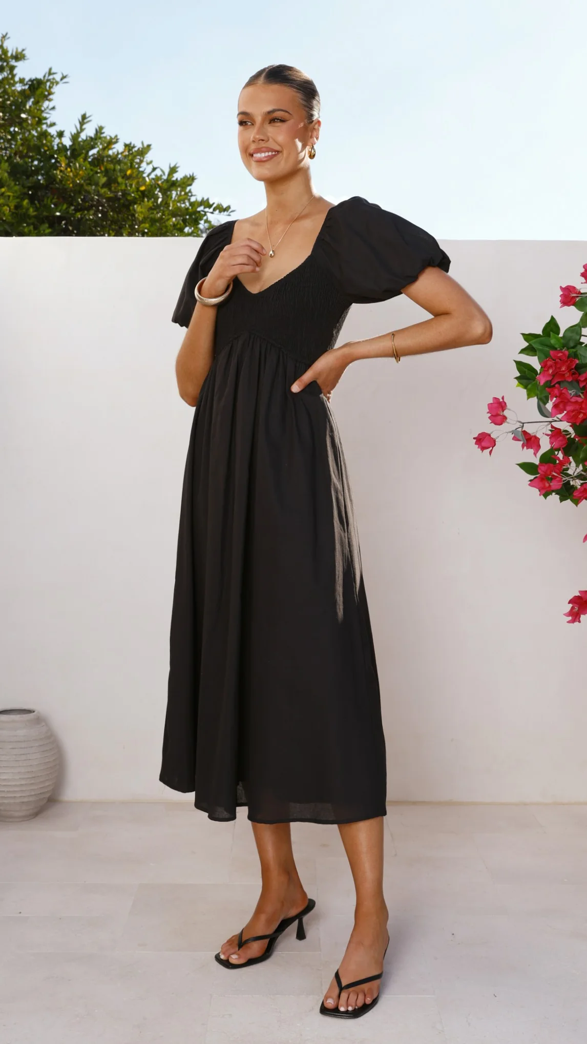 Sahirah Midi Dress - Black - Image 6