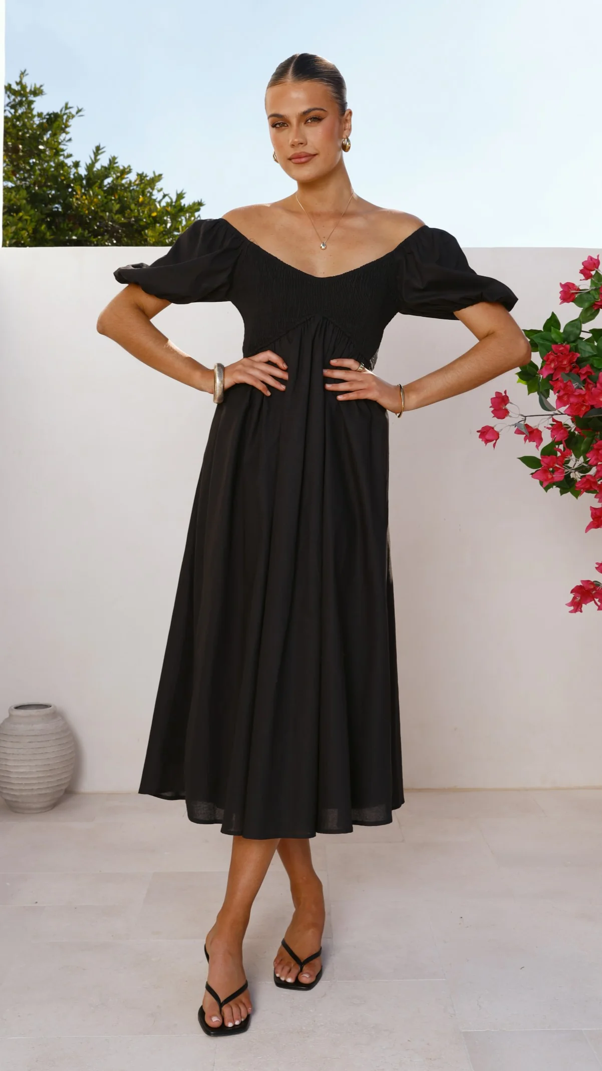 Sahirah Midi Dress - Black - Image 7