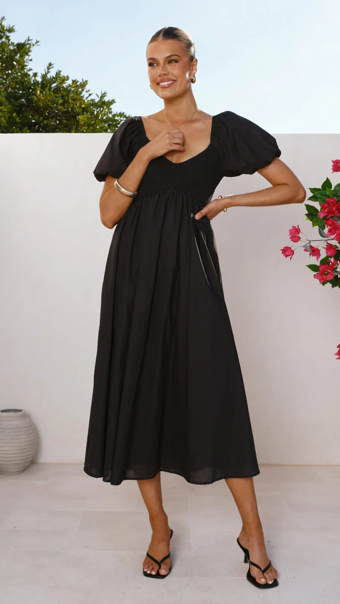Sahirah Midi Dress - Black - Image 8