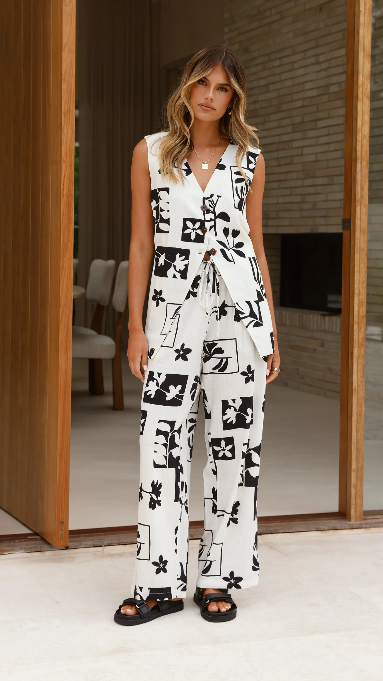 Samaya Pants - White/Black Print - Image 5