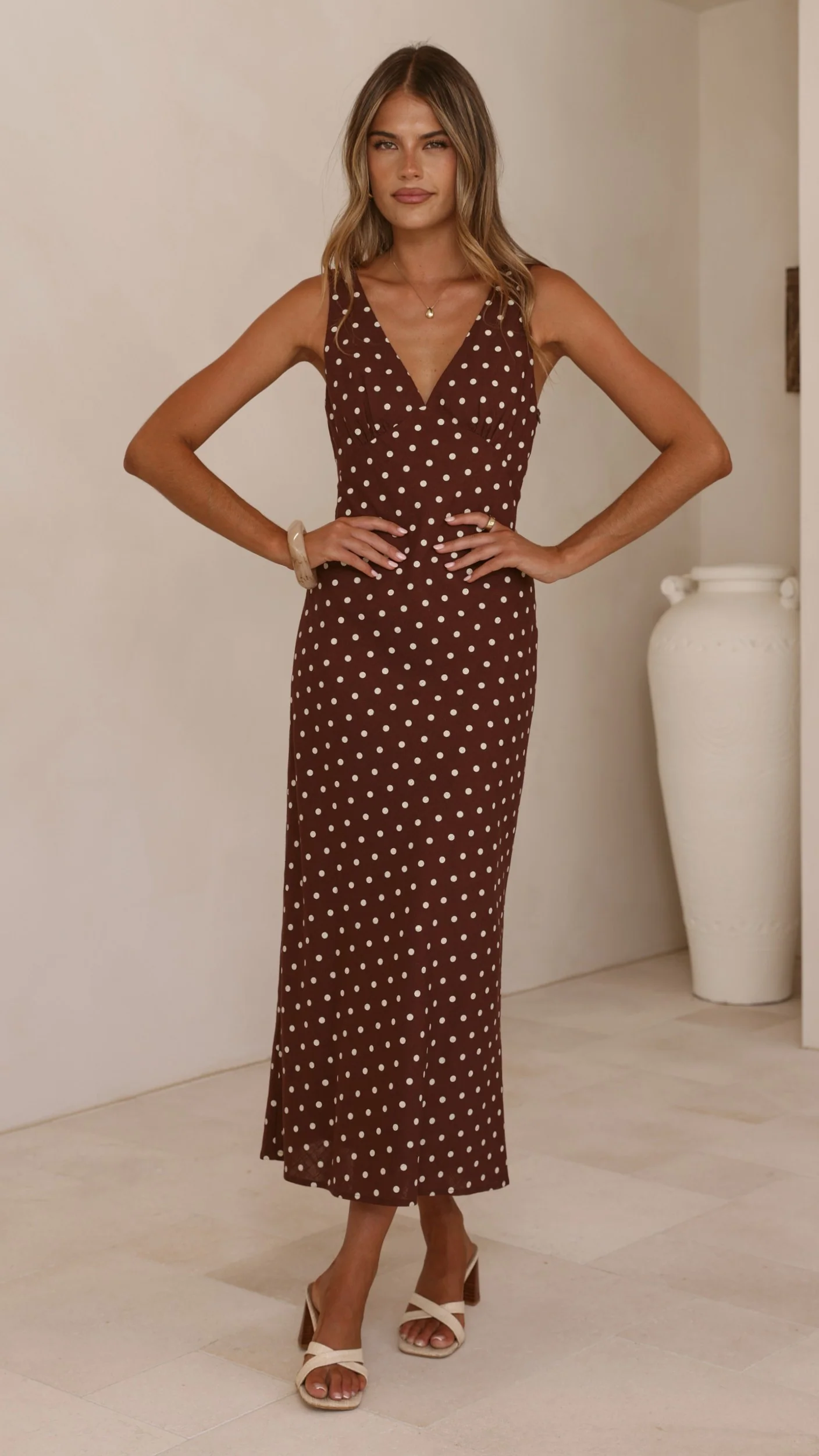 Sammie Maxi Dress - Chocolate/Nude Spot - Image 10