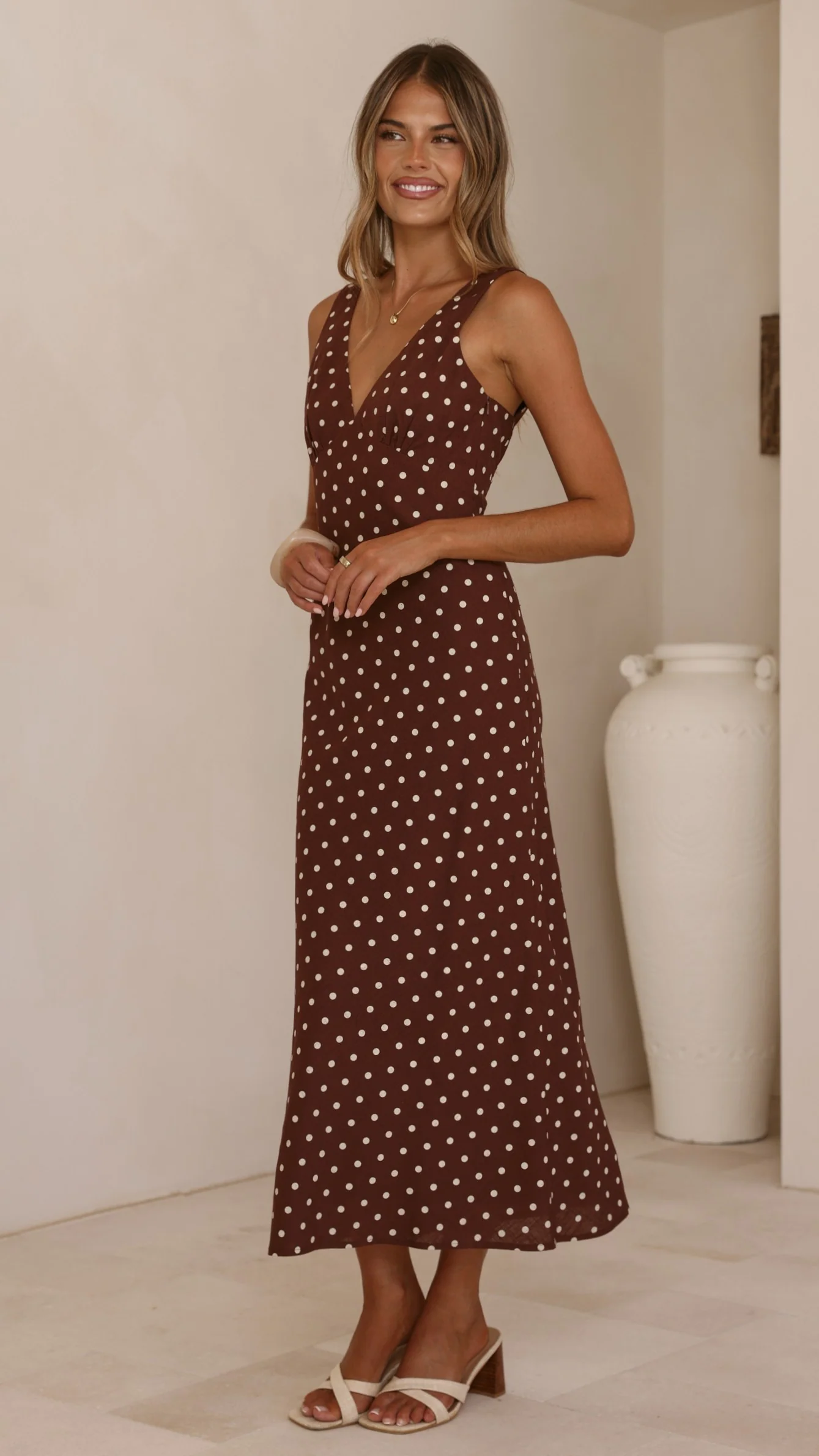 Sammie Maxi Dress - Chocolate/Nude Spot - Image 3