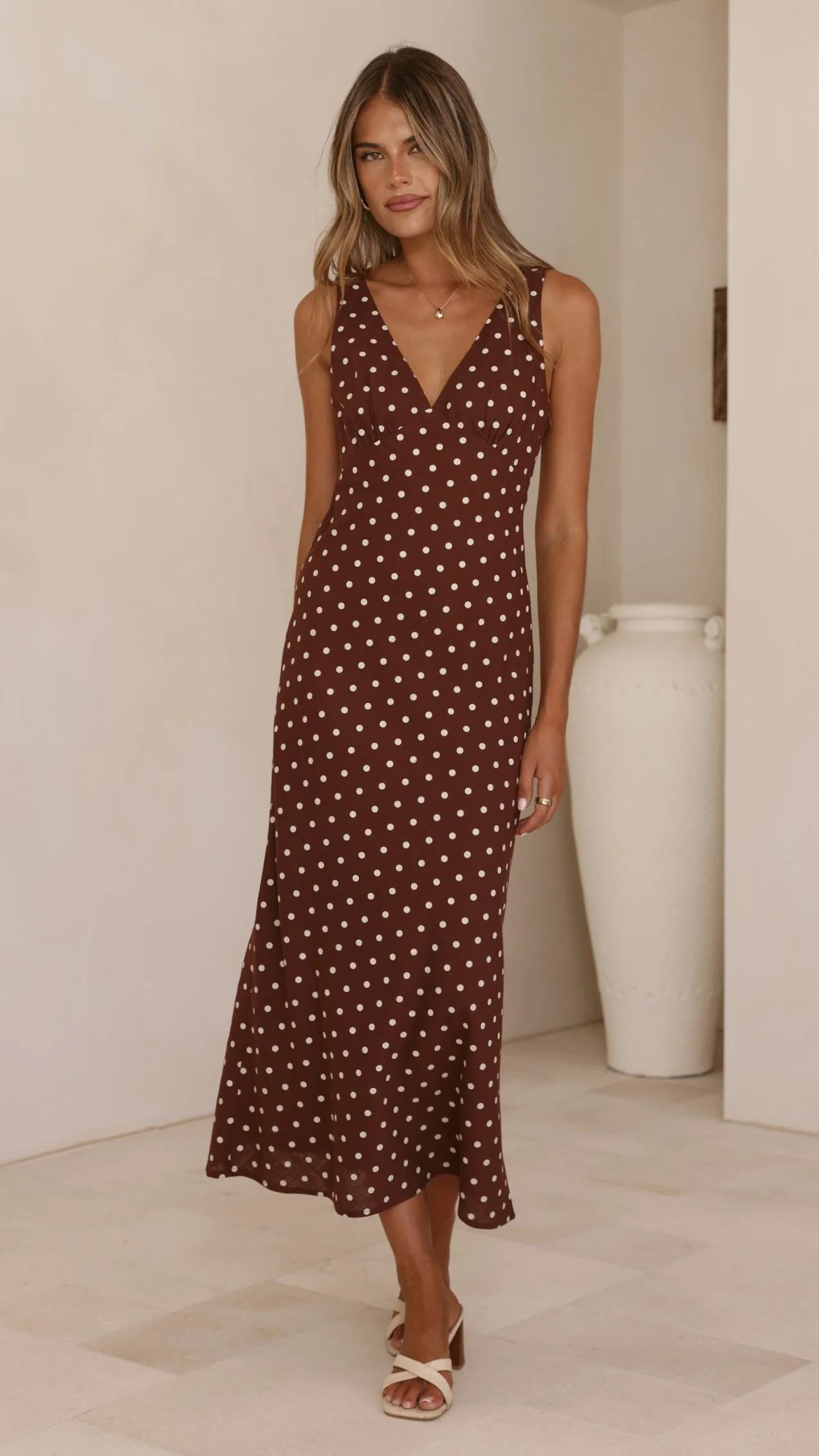 Sammie Maxi Dress - Chocolate/Nude Spot - Image 4