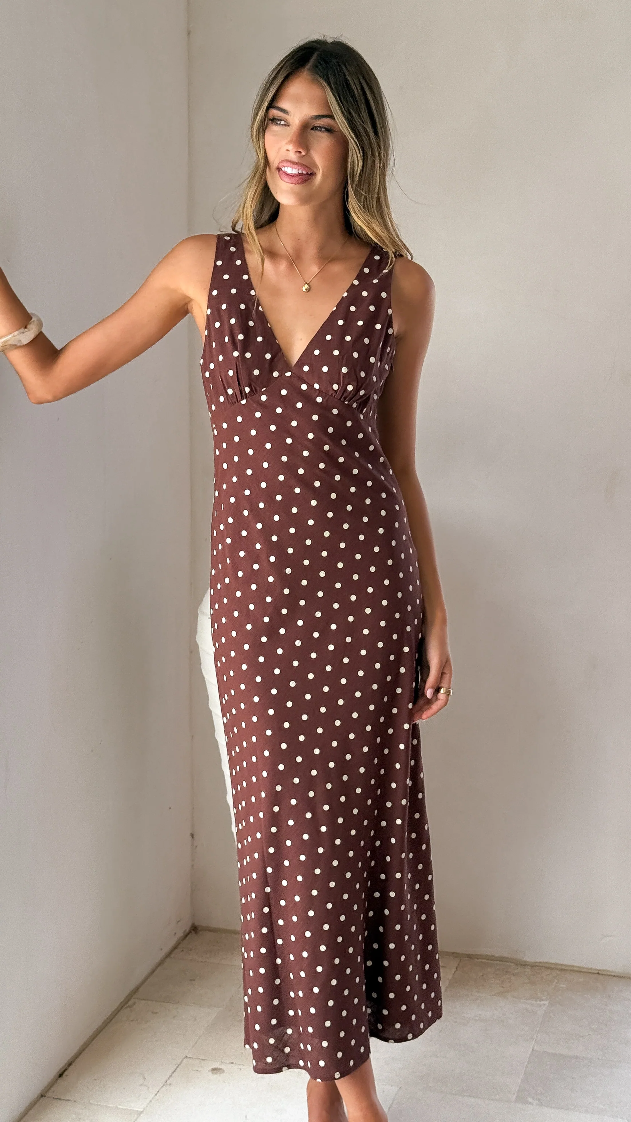 Sammie Maxi Dress - Chocolate/Nude Spot - Image 5
