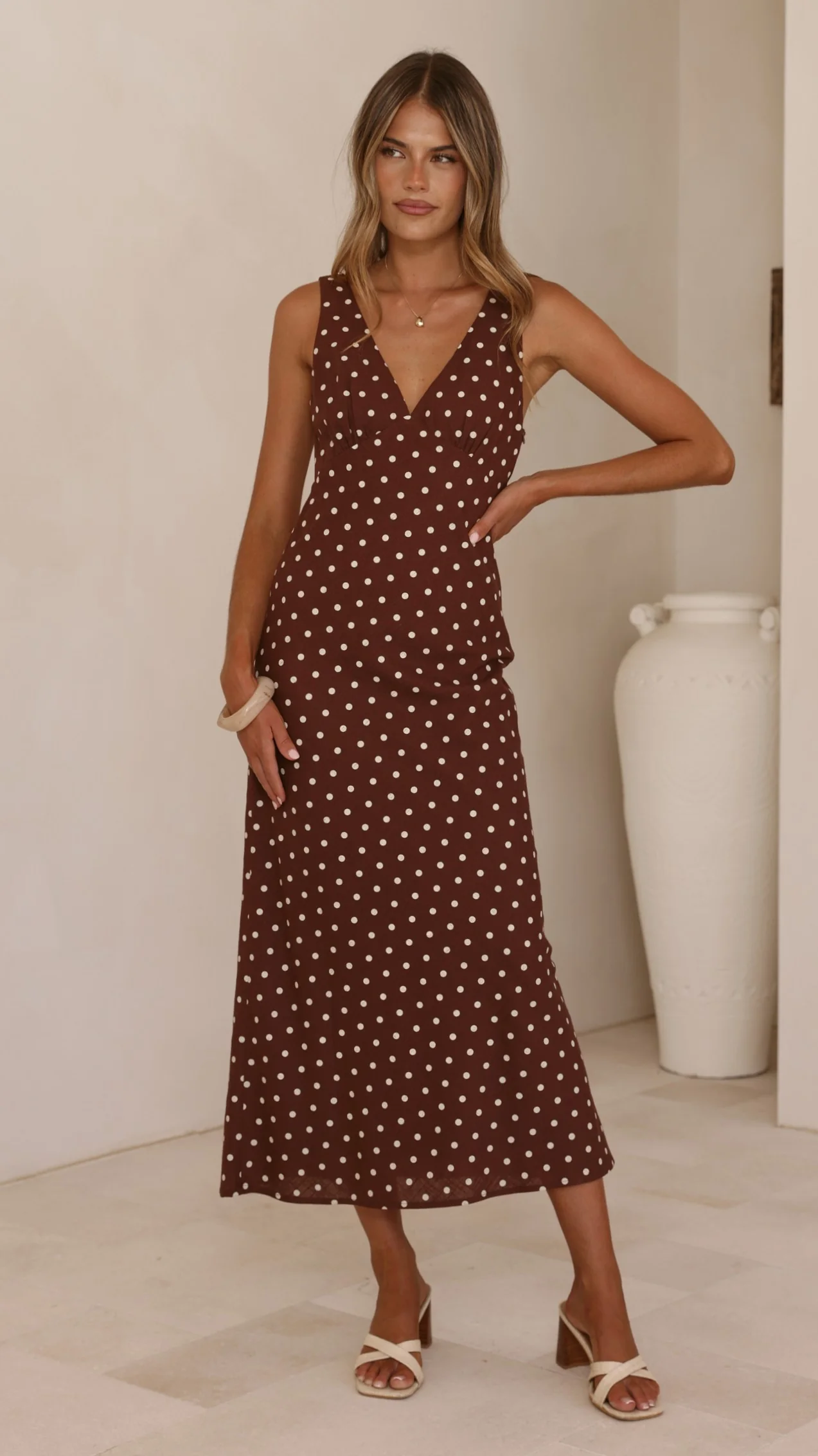 Sammie Maxi Dress - Chocolate/Nude Spot - Image 6