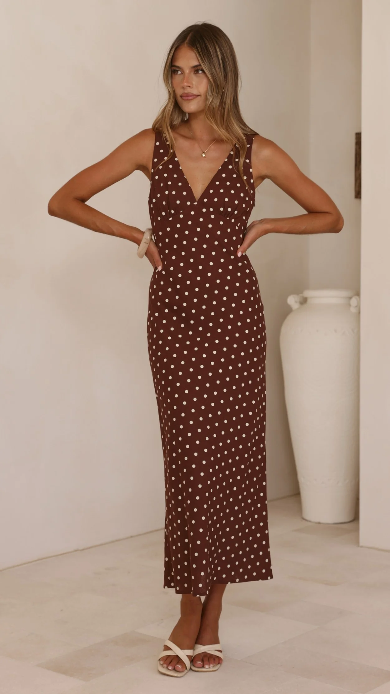 Sammie Maxi Dress - Chocolate/Nude Spot - Image 7