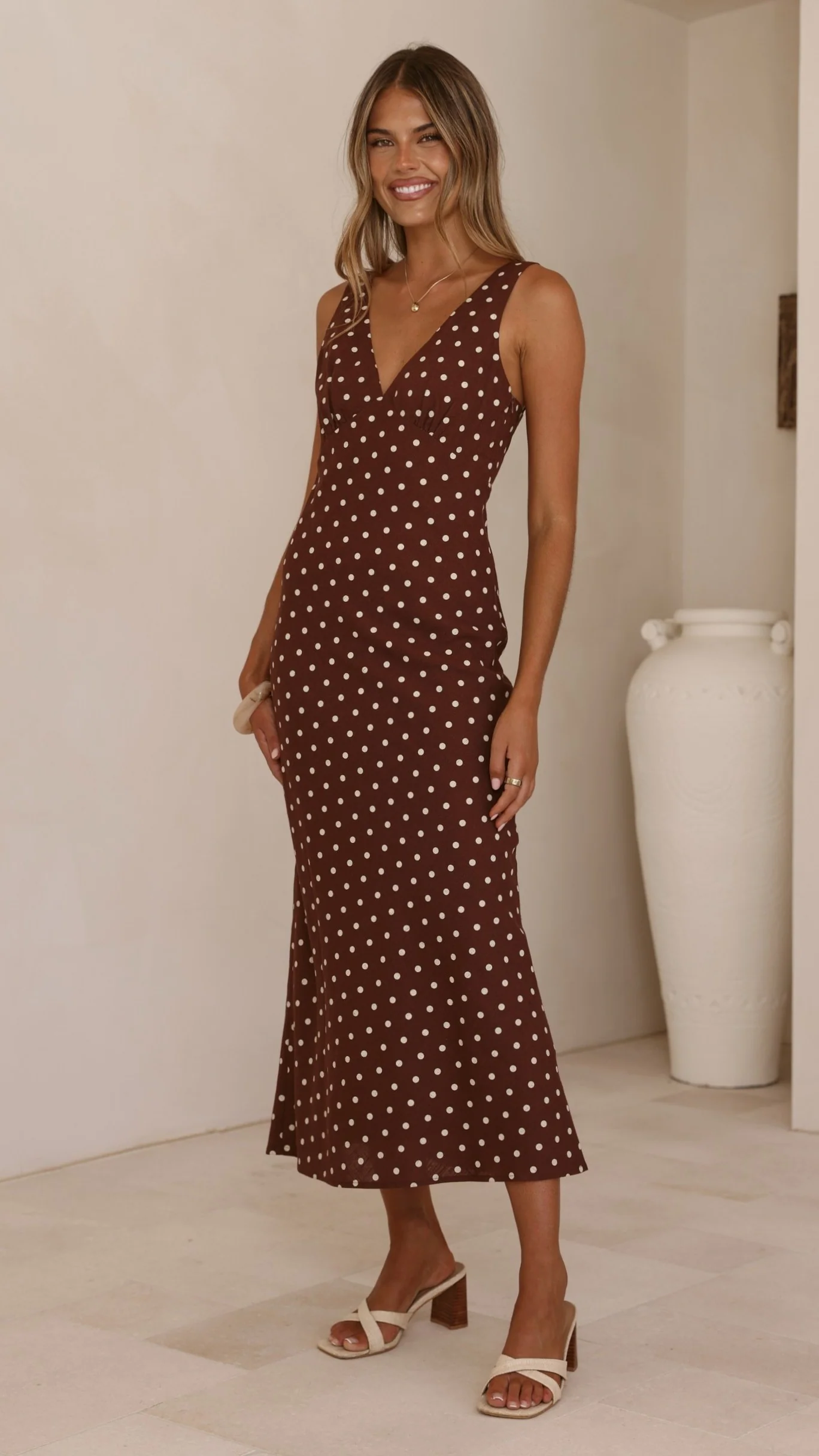 Sammie Maxi Dress - Chocolate/Nude Spot - Image 8