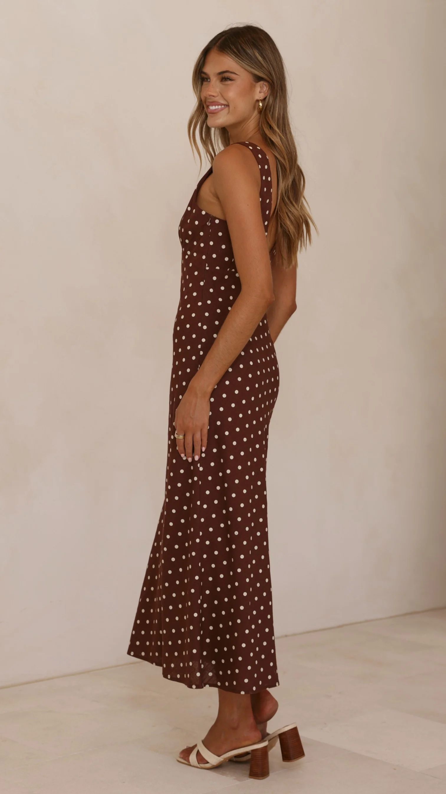 Sammie Maxi Dress - Chocolate/Nude Spot - Image 9