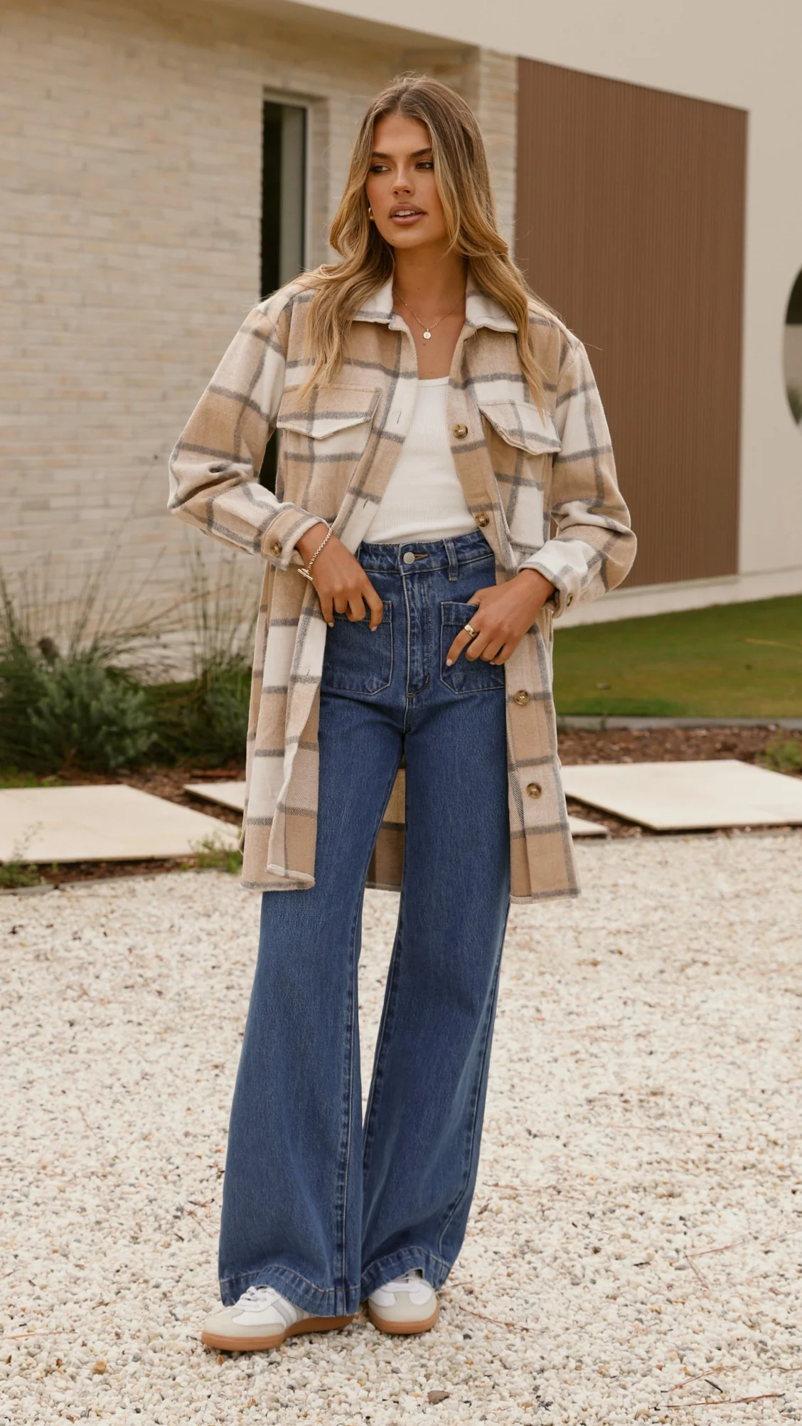 Saskia Jacket - Beige/Cream Check - Image 15
