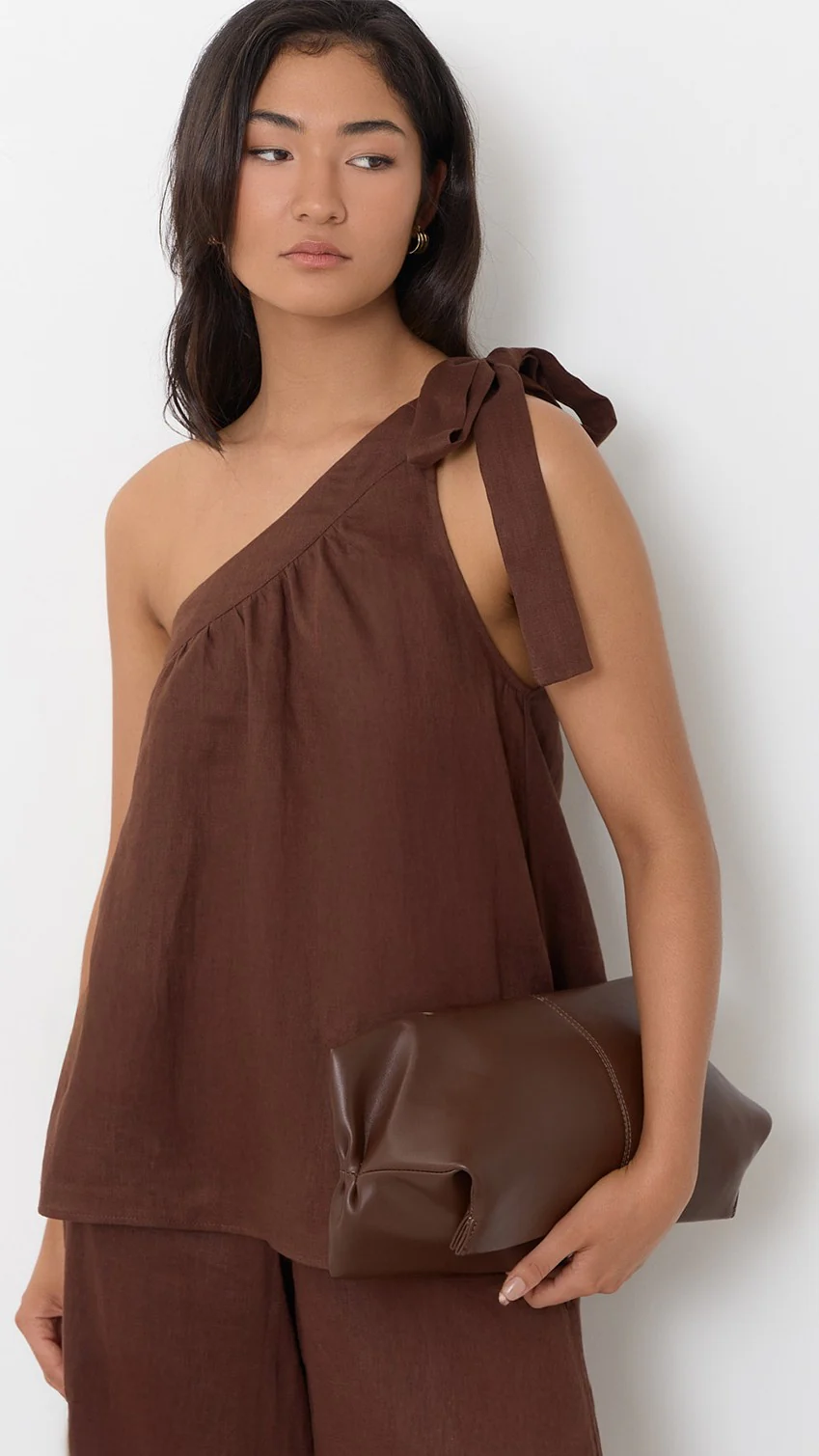Semi Structured Fold Over Clutch - Chocolate
