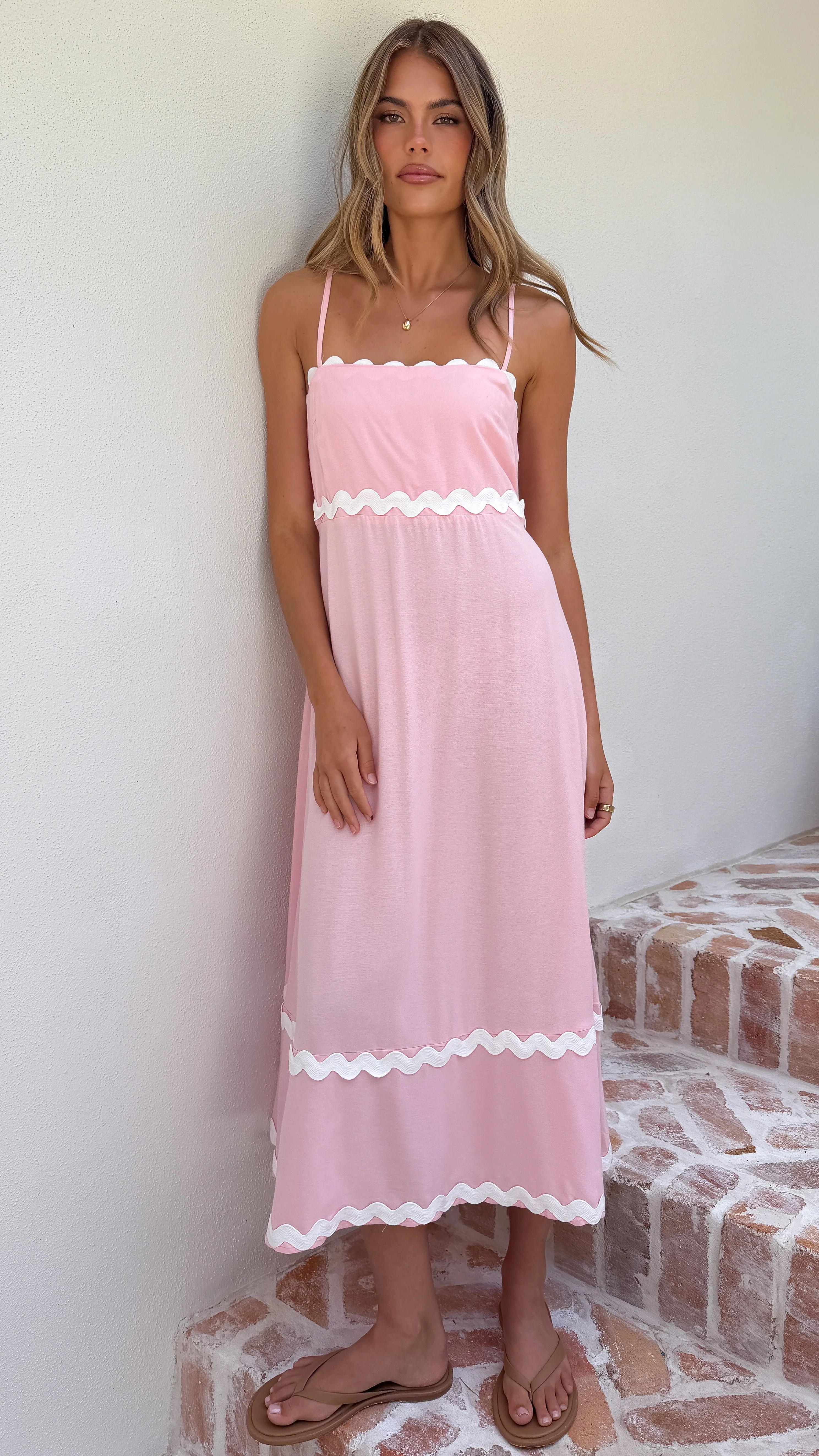 Seraphina Maxi Dress - Pink/White - Image 3