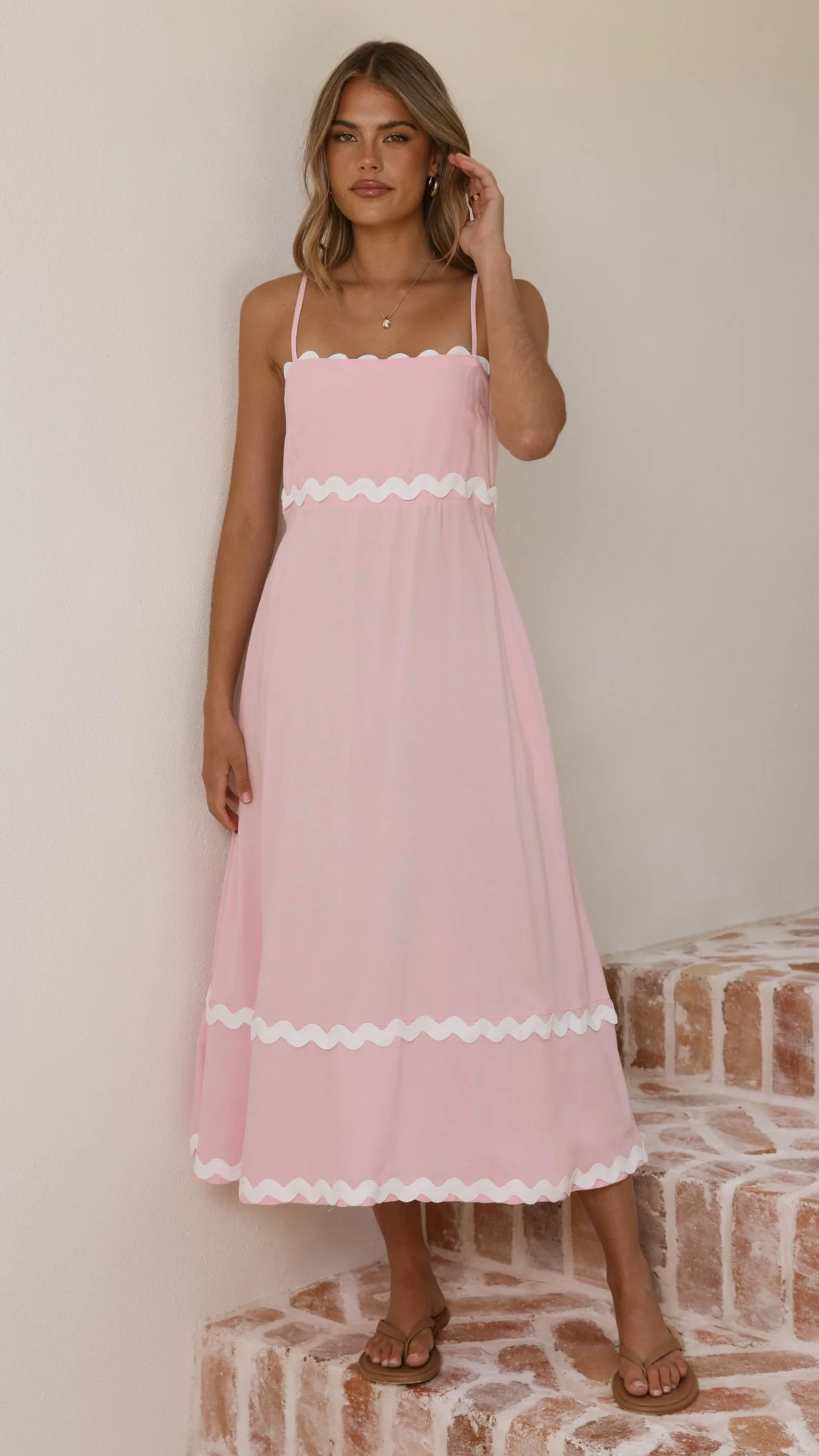 Seraphina Maxi Dress - Pink/White - Image 4